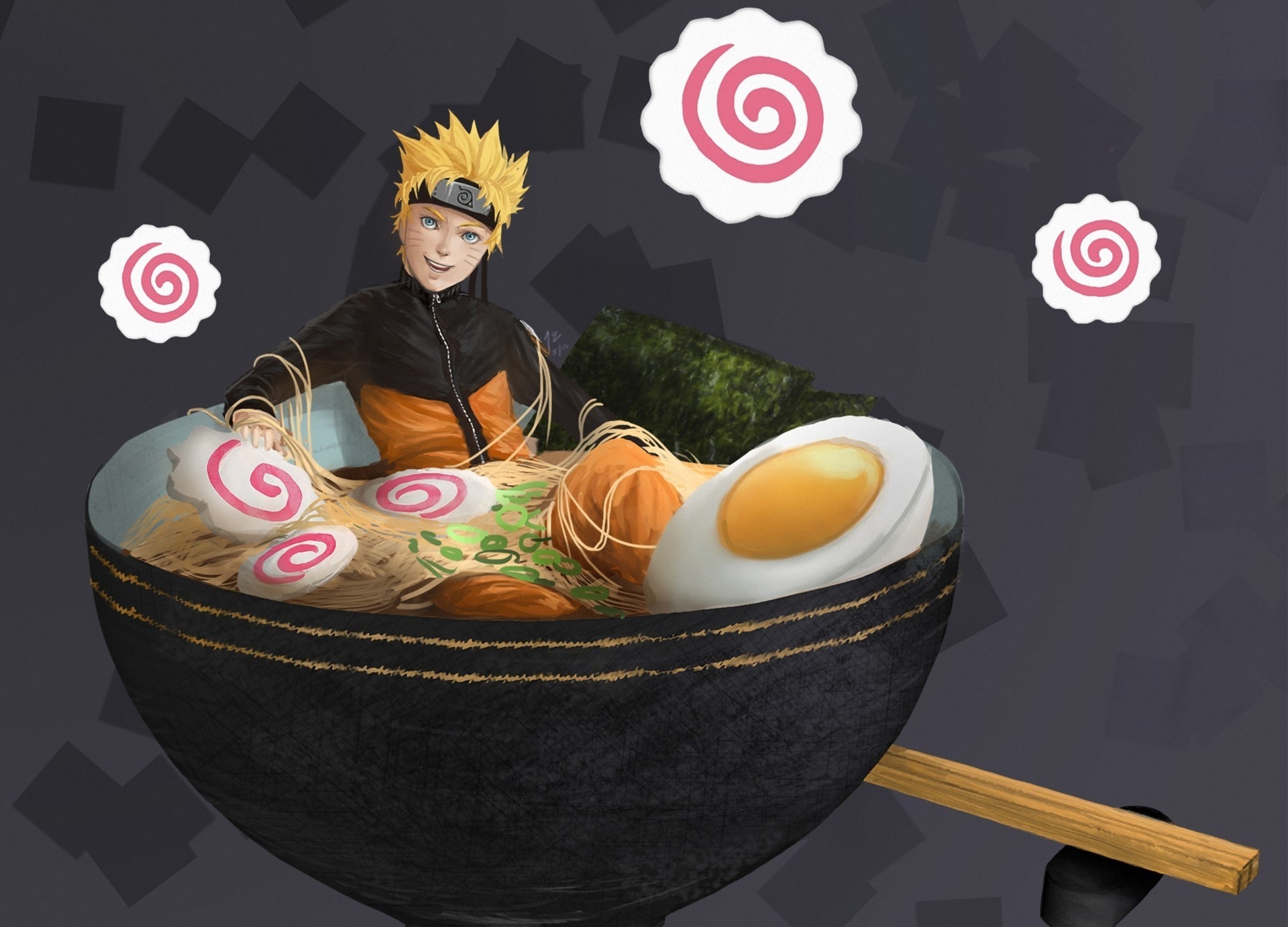 Wallpaper food, art, soup, guy, bowl, noodles, Naruto Ramen for mobile and  desktop, section аниме, resolution 1920x1382 - download