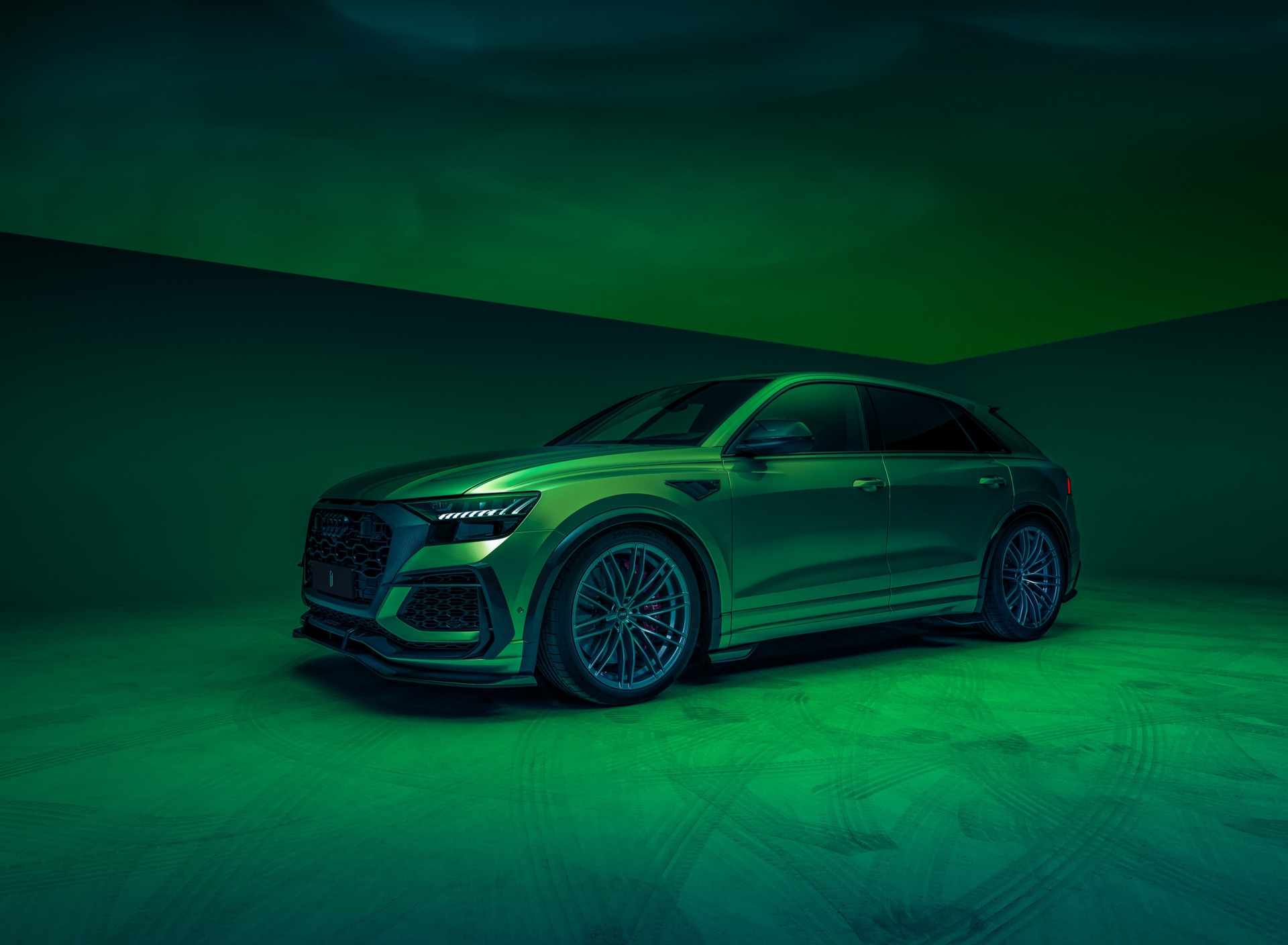 Download wallpaper Audi, green, side, tuning Studio, ABBOT, kit ...