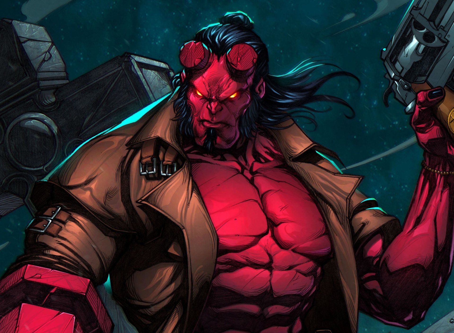 Download wallpaper gun, cross, the demon, demon, weapon, Hellboy ...