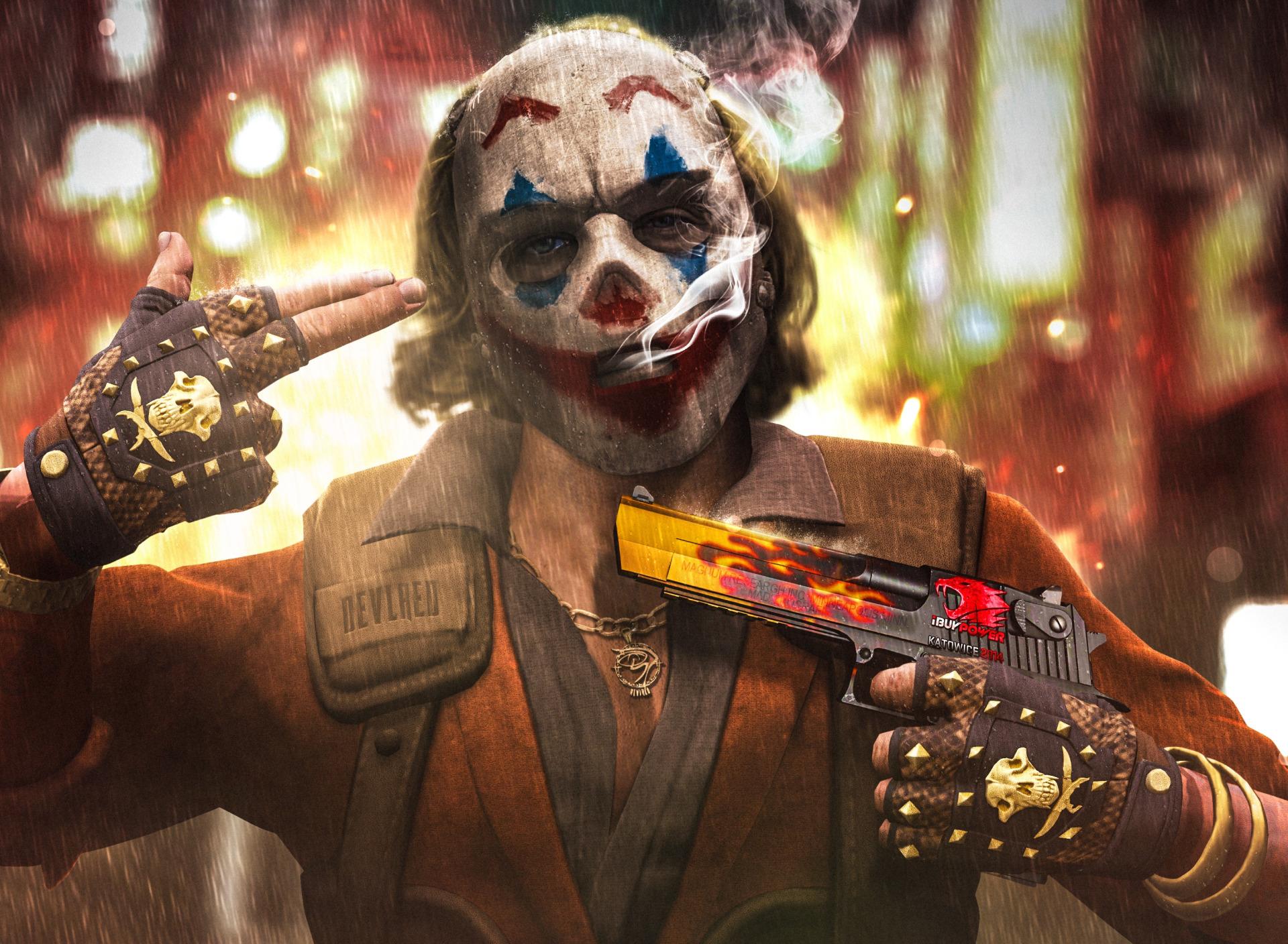 Download wallpaper wallpaper, joker, artwork, csgo, deagle, 4k