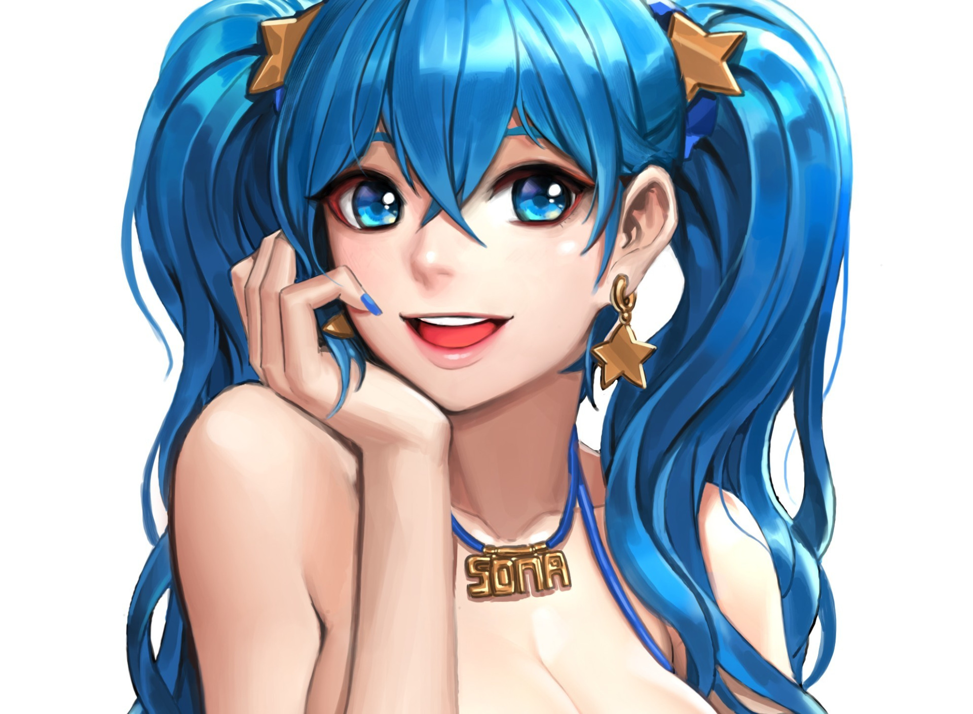 Sona bella. Аниме ЛОЛ. Девушки с голубыми хвостиками на голове. Lol avatars. Девушка с хвостиками бунтарка арт.