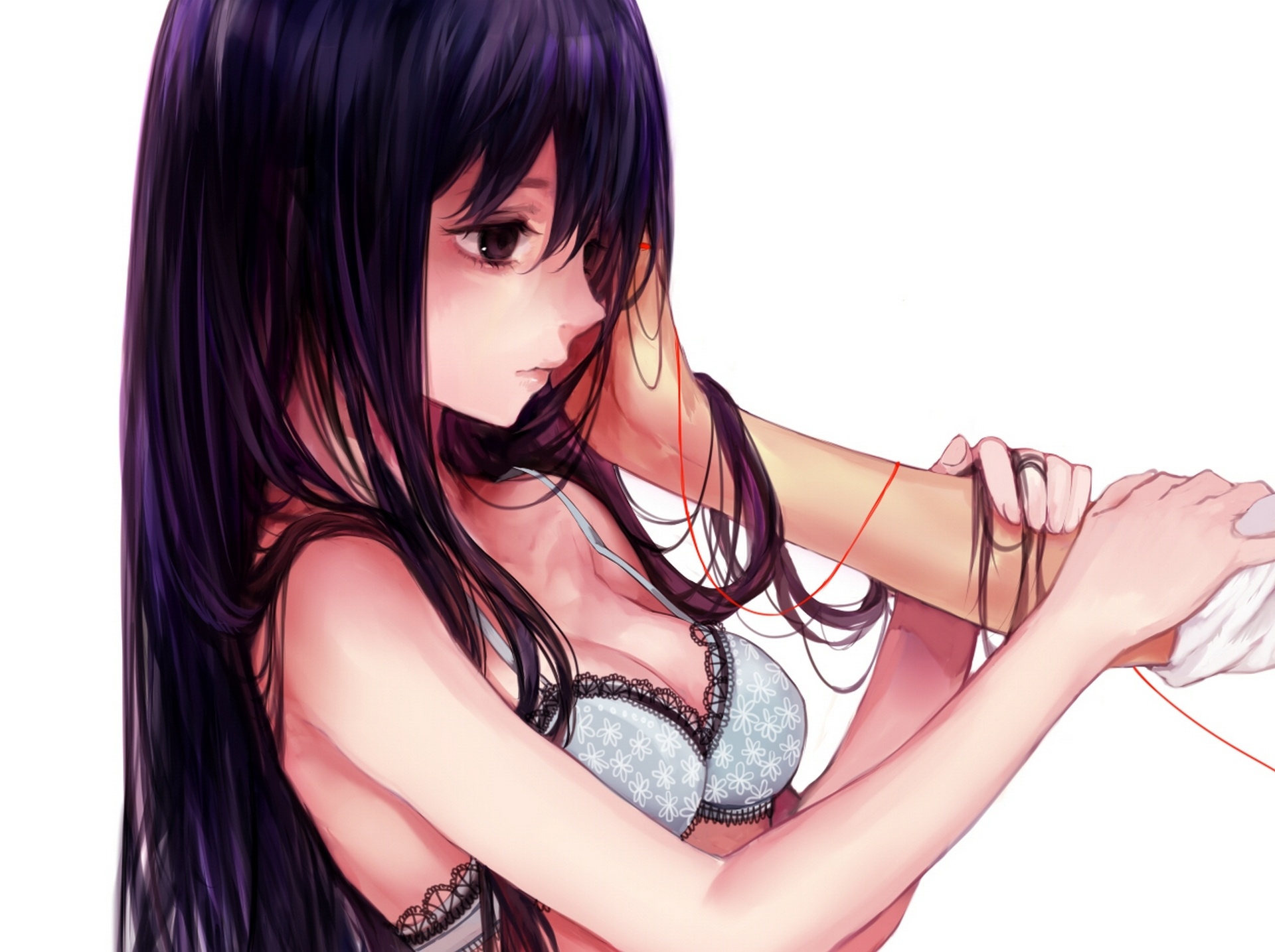 Download wallpaper girl, linen, hand, anime, art, thread, naked, tcb,  section anime in resolution 1920x1435