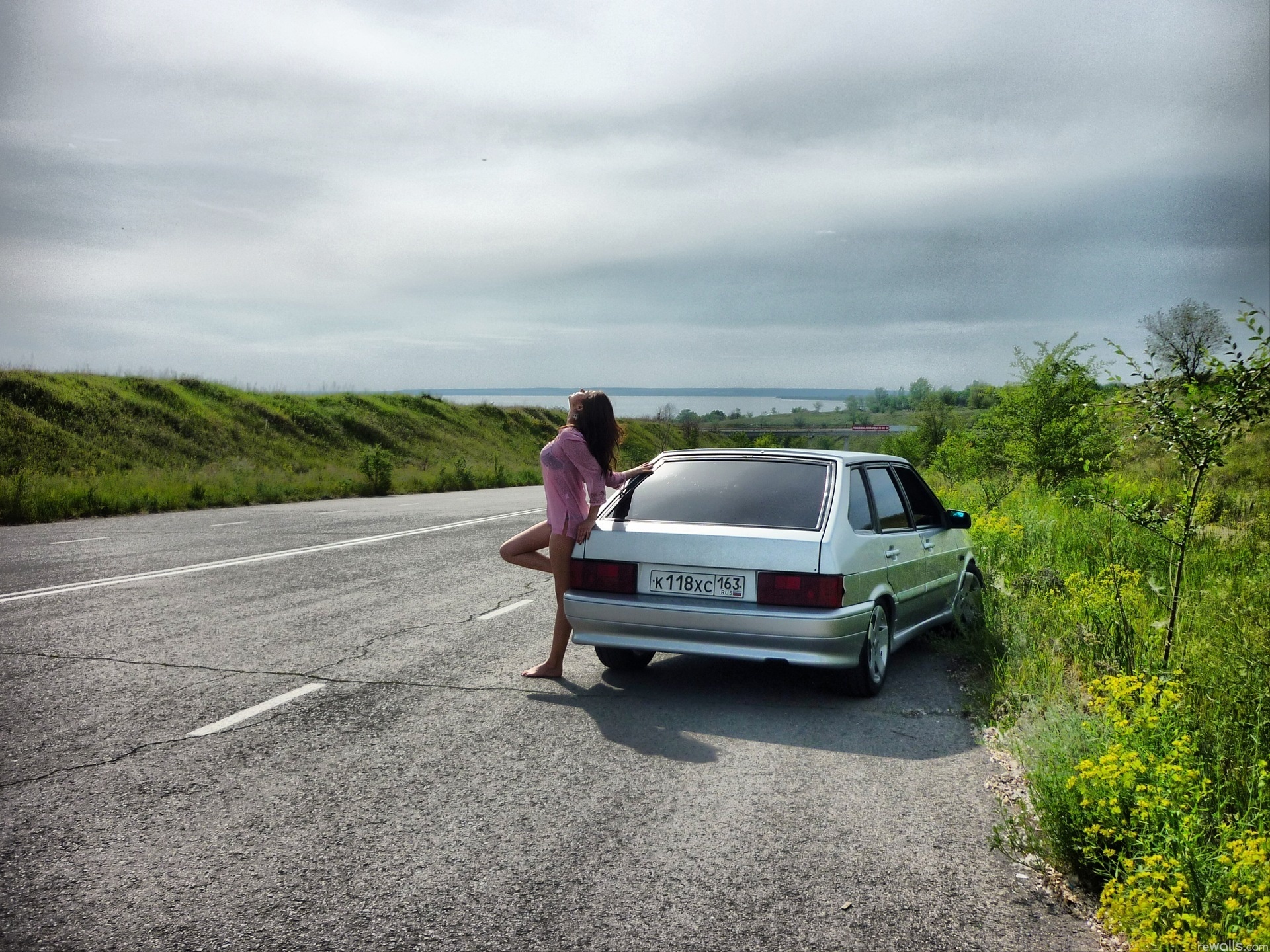 Wallpaper auto, girl, machine, cars, Lada 2114 for mobile and desktop,  section девушки, resolution 1920x1440 - download