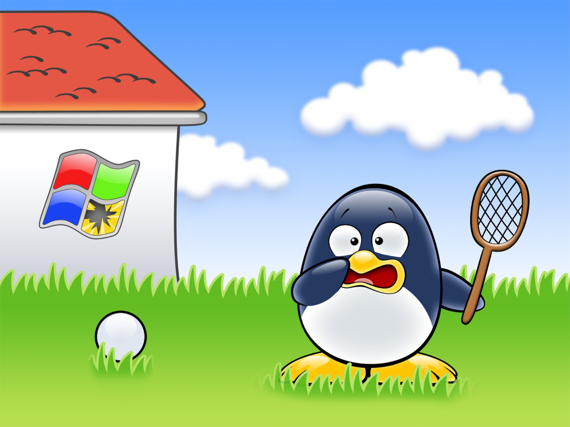 Download wallpaper window, Windows, penguin, Linux, broke, section hi ...