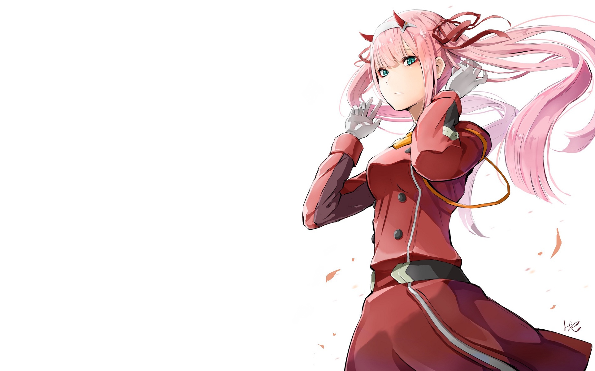 Wallpaper girl, the wind, form, pink hair, 002, Darling In The Frankxx,  Cute in France, Zero Two for mobile and desktop, section сёнэн, resolution  1922x1200 - download