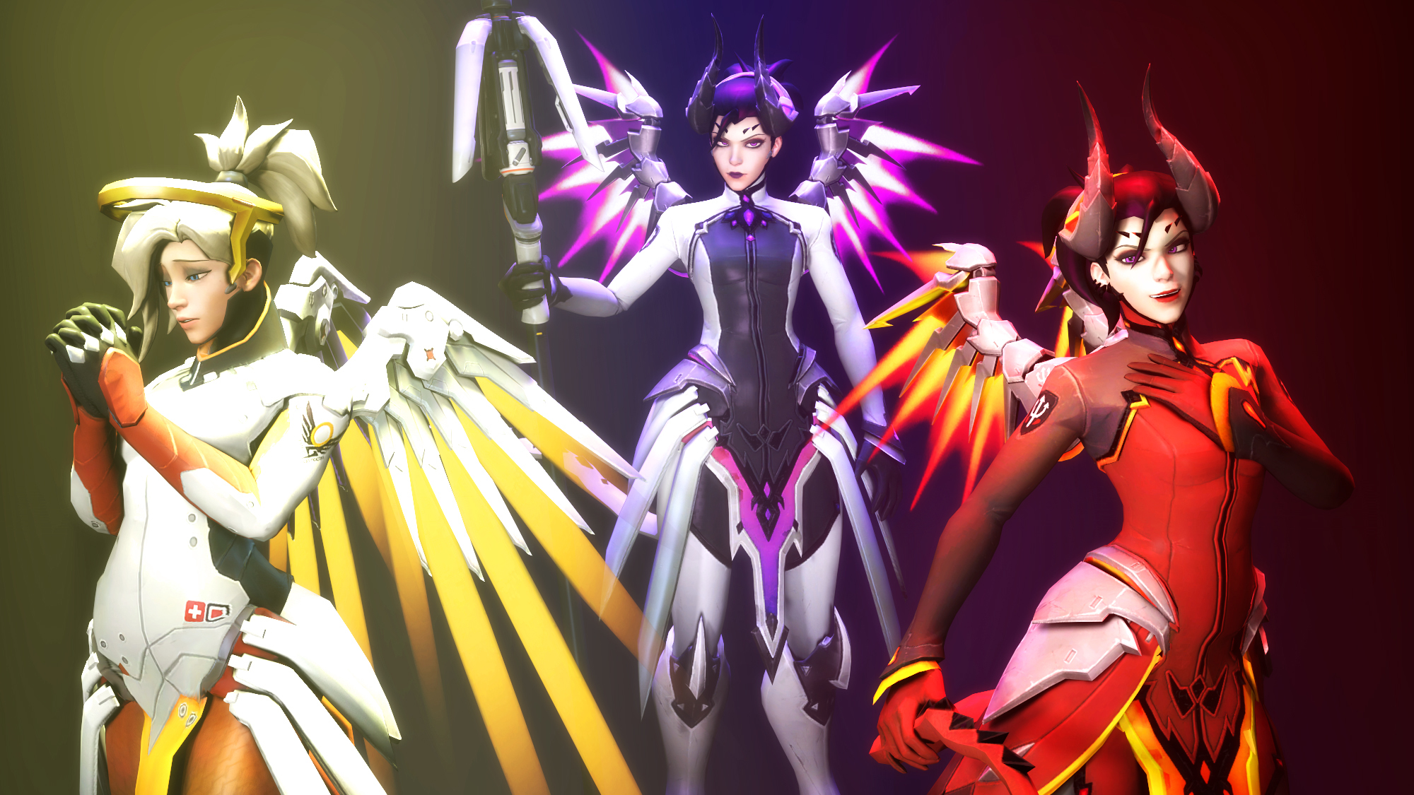 Wallpaper wings, angel, the demon, horns, Imp, Overwatch, mercy, Angela  Ziegler for mobile and desktop, section игры, resolution 2000x1125 -  download