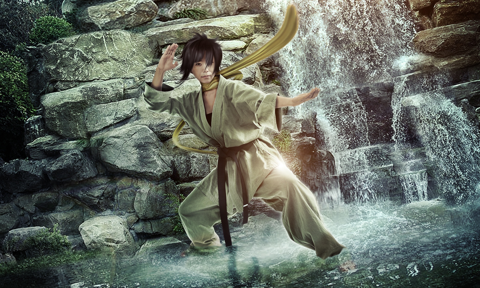 Wallpaper waterfall, Street Fighter, Makoto, BossLogic, karateka, Hyper  Real for mobile and desktop, section игры, resolution 2000x1200 - download