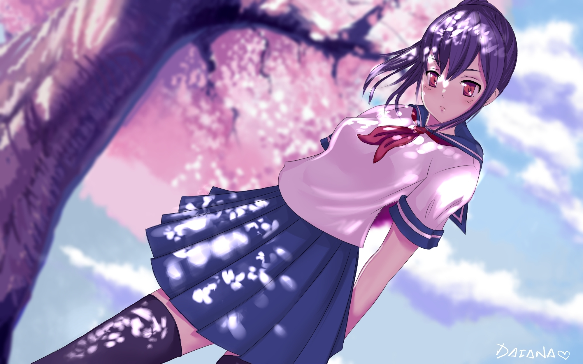 Wallpaper girl, Sakura, art, Yandere-chan, INAN0, Yandere Simulator for  mobile and desktop, section игры, resolution 2000x1249 - download