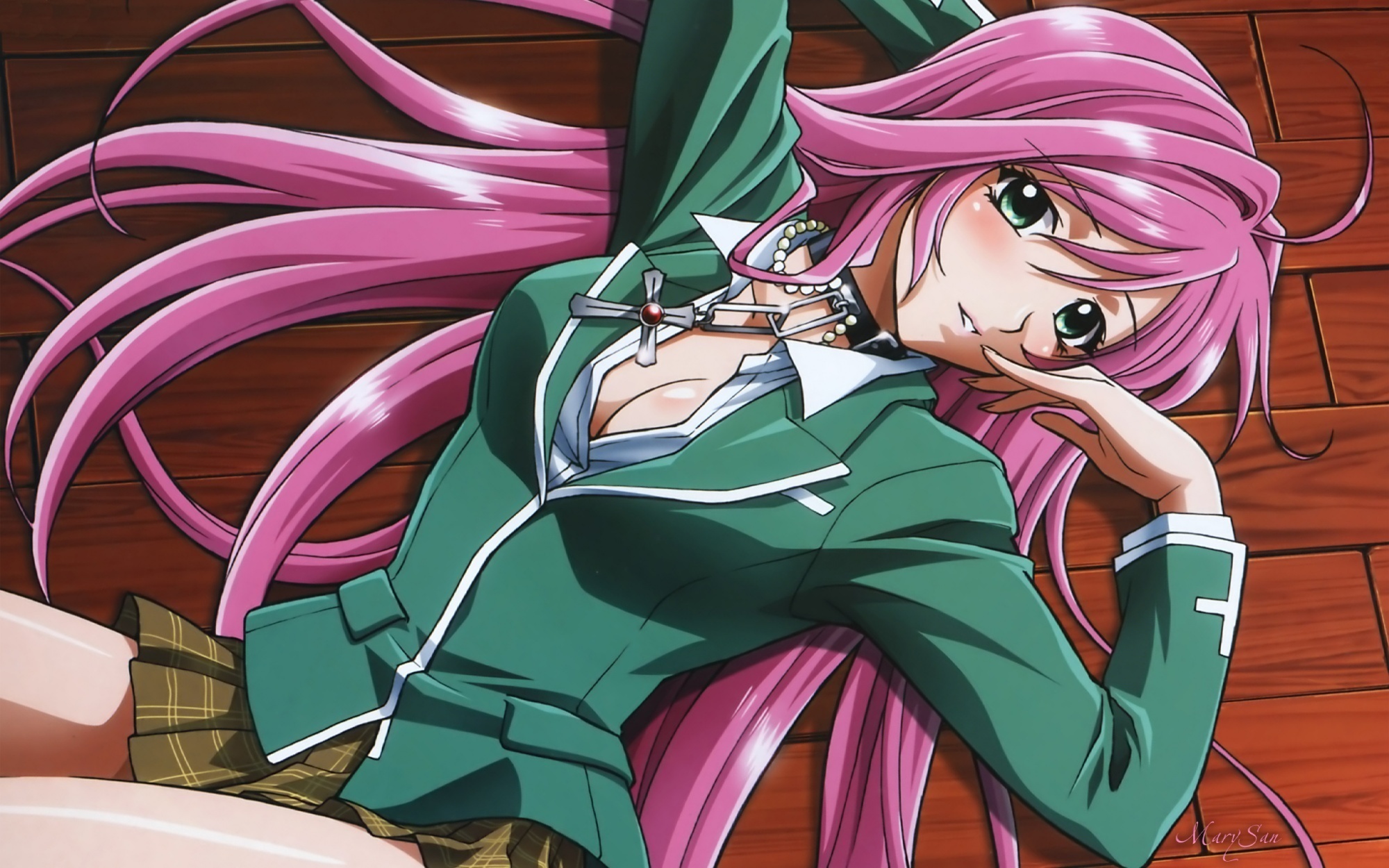 Download wallpaper girl, pink hair, Akashiya Moka, rosario + vampire, the  acacia Moka, section anime in resolution 2000x1250