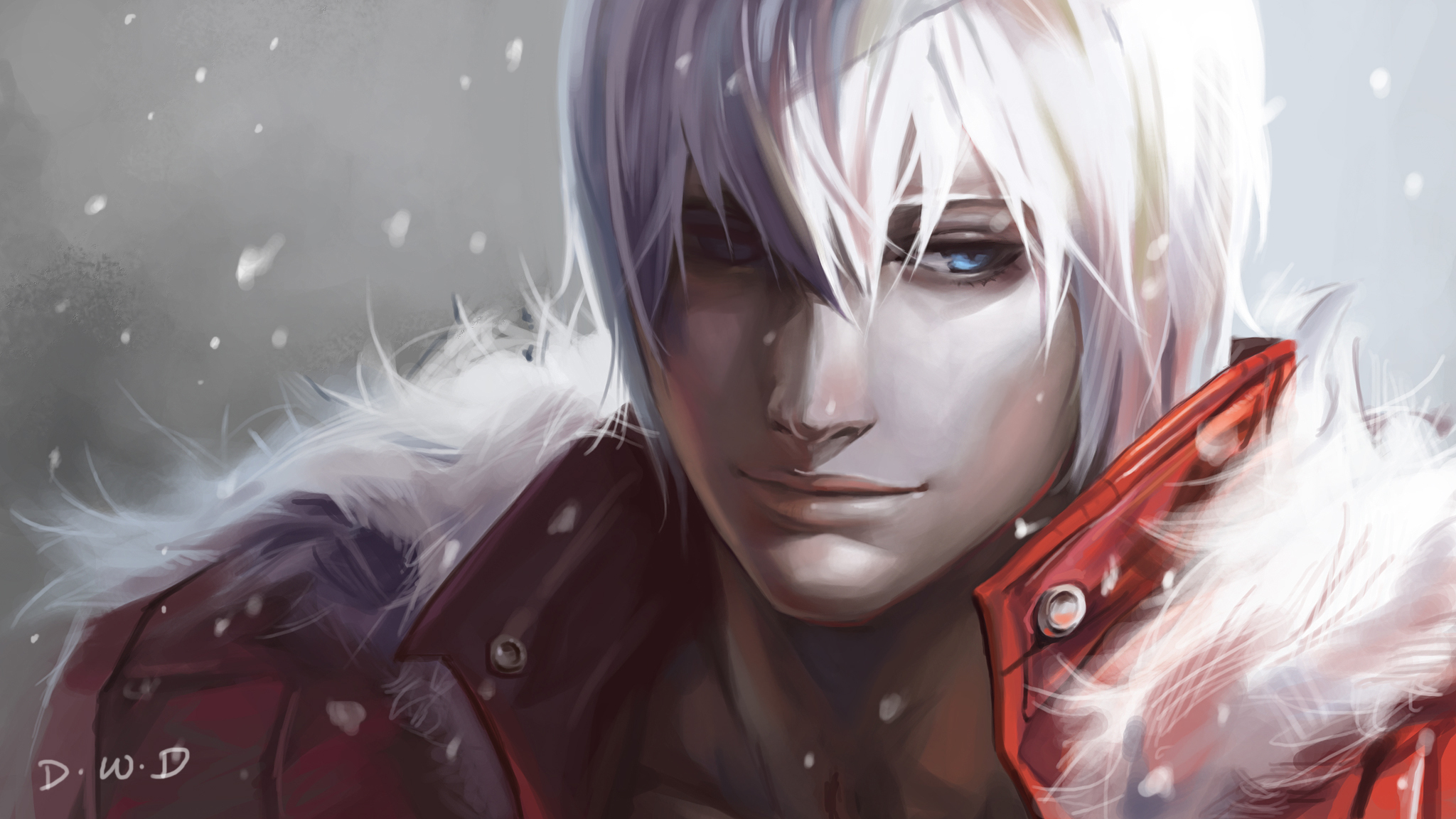 Wallpaper snow, art, fur, guy, devil may cry, dante, dantewontdie for  mobile and desktop, section сэйнэн, resolution 2048x1152 - download