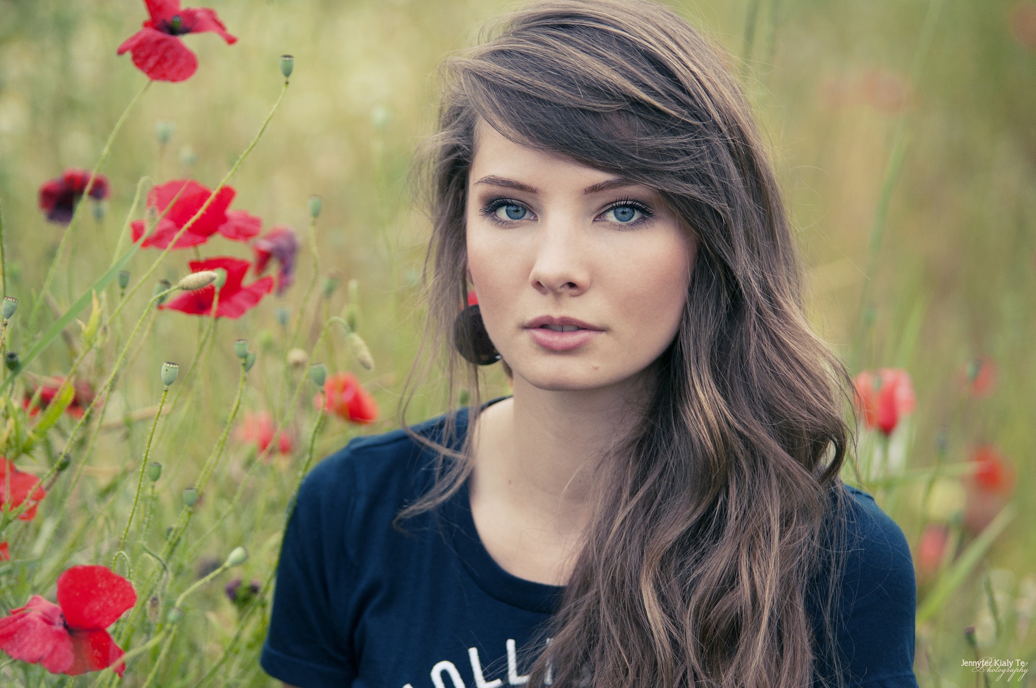 Download wallpaper field, girl, flowers, Maki, portrait, girl, field ...