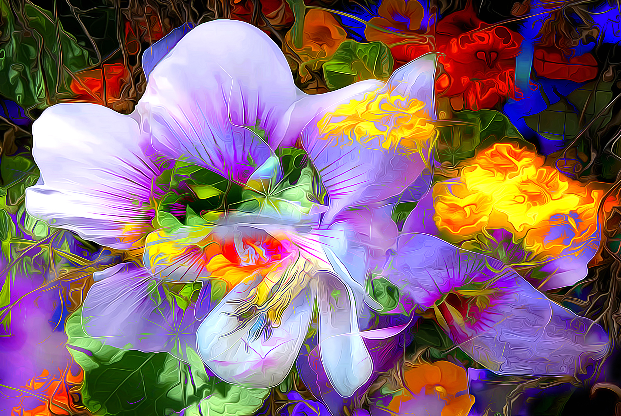Фантазийные цветы. Цветочная абстракция. Абстрактные цветы. Абстракционизм цветы.