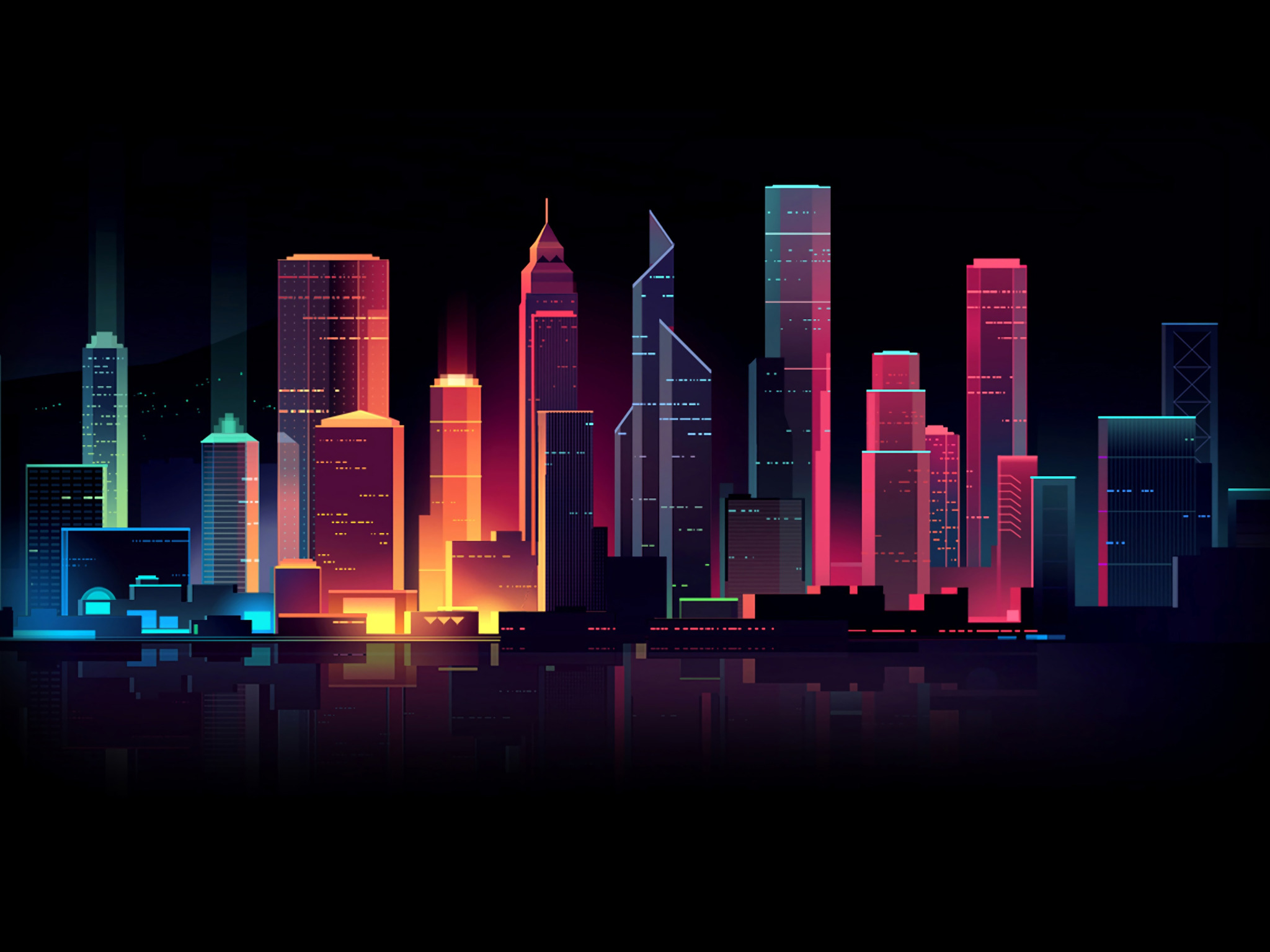 Download Wallpaper The City Style Neon Synthwave Art Romain