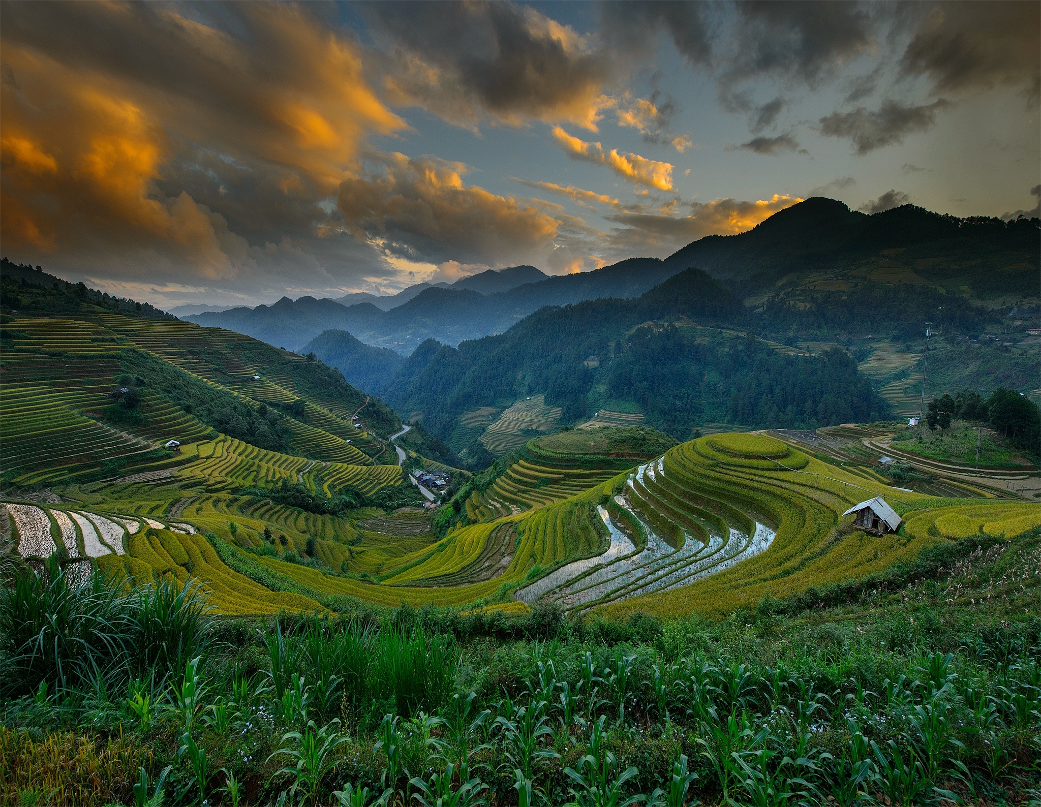 Download wallpaper the sky, clouds, mountains, hills, field, Vietnam ...