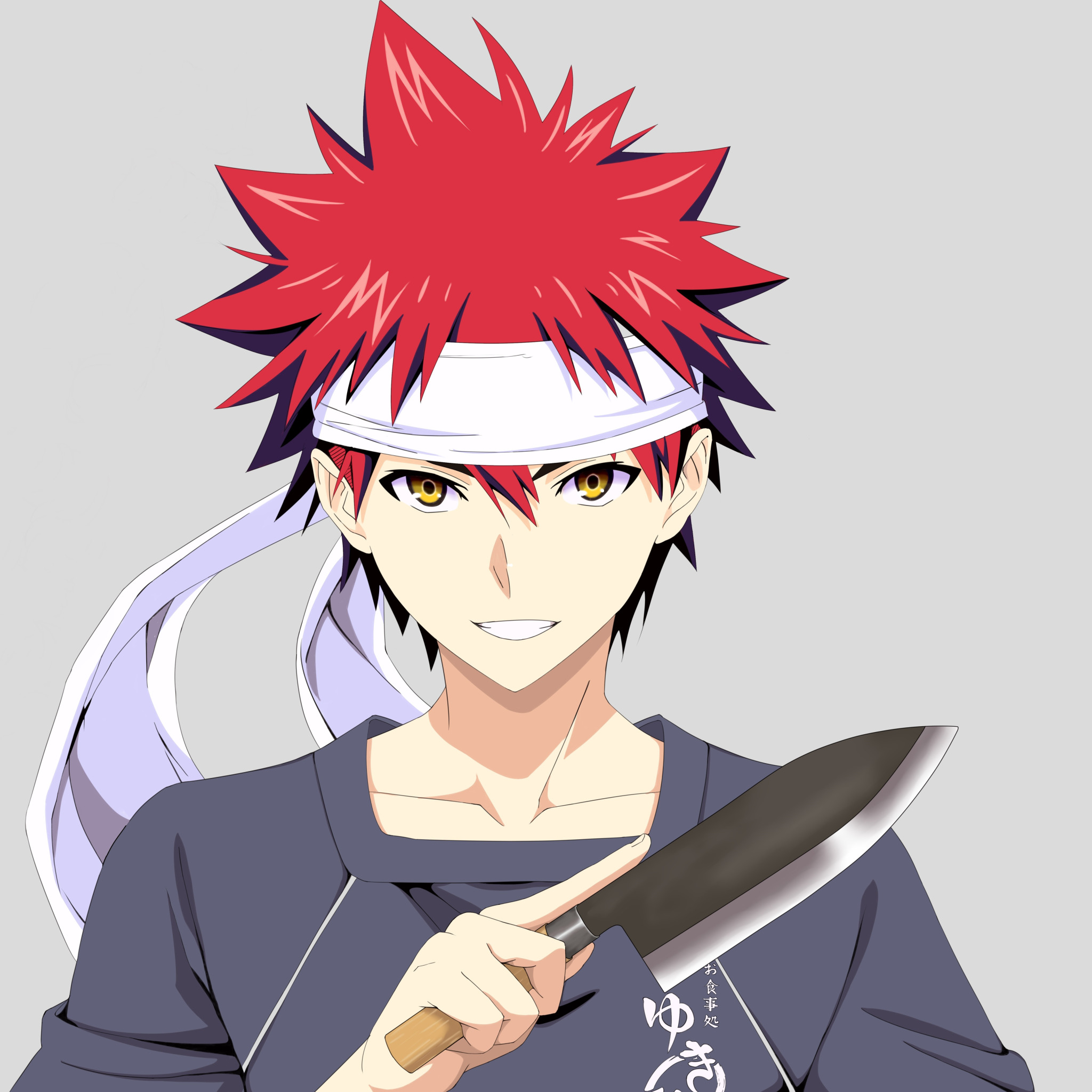 Download wallpaper red, red hair, anime, boy, redhead, asian, knife, manga,  section shonen in resolution 2048x2048