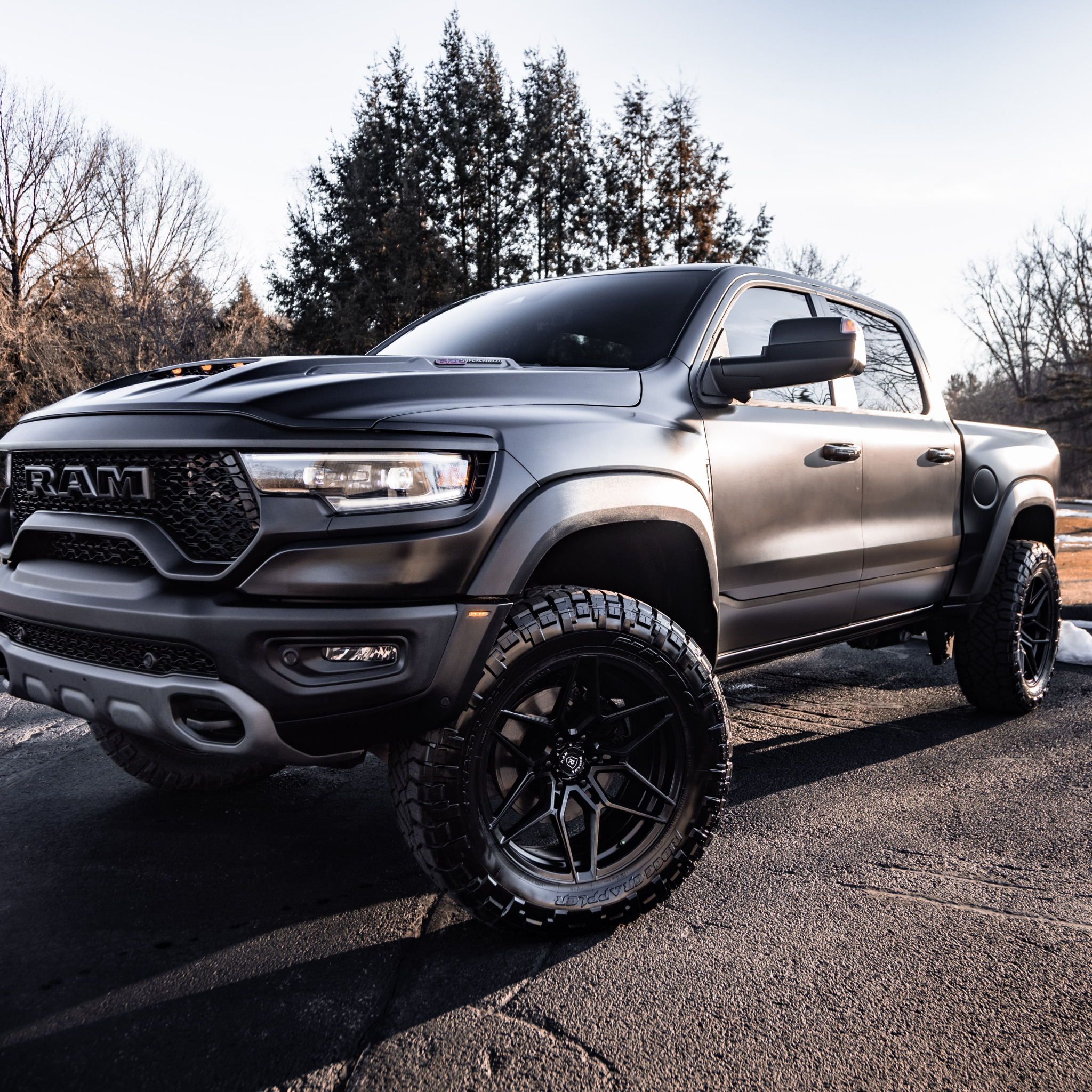 Download Wallpaper Dodge Black Snow Pickup Forest Dodge Ram Trx Ram Trx Section Dodge In