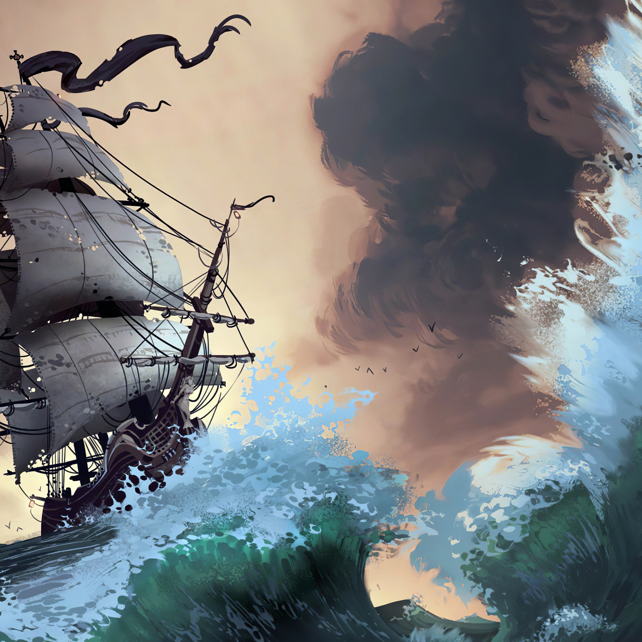 Sailing art. Корабль в шторм. Пиратский корабль арт. Пиратские парусные корабли. Парусник в шторм.