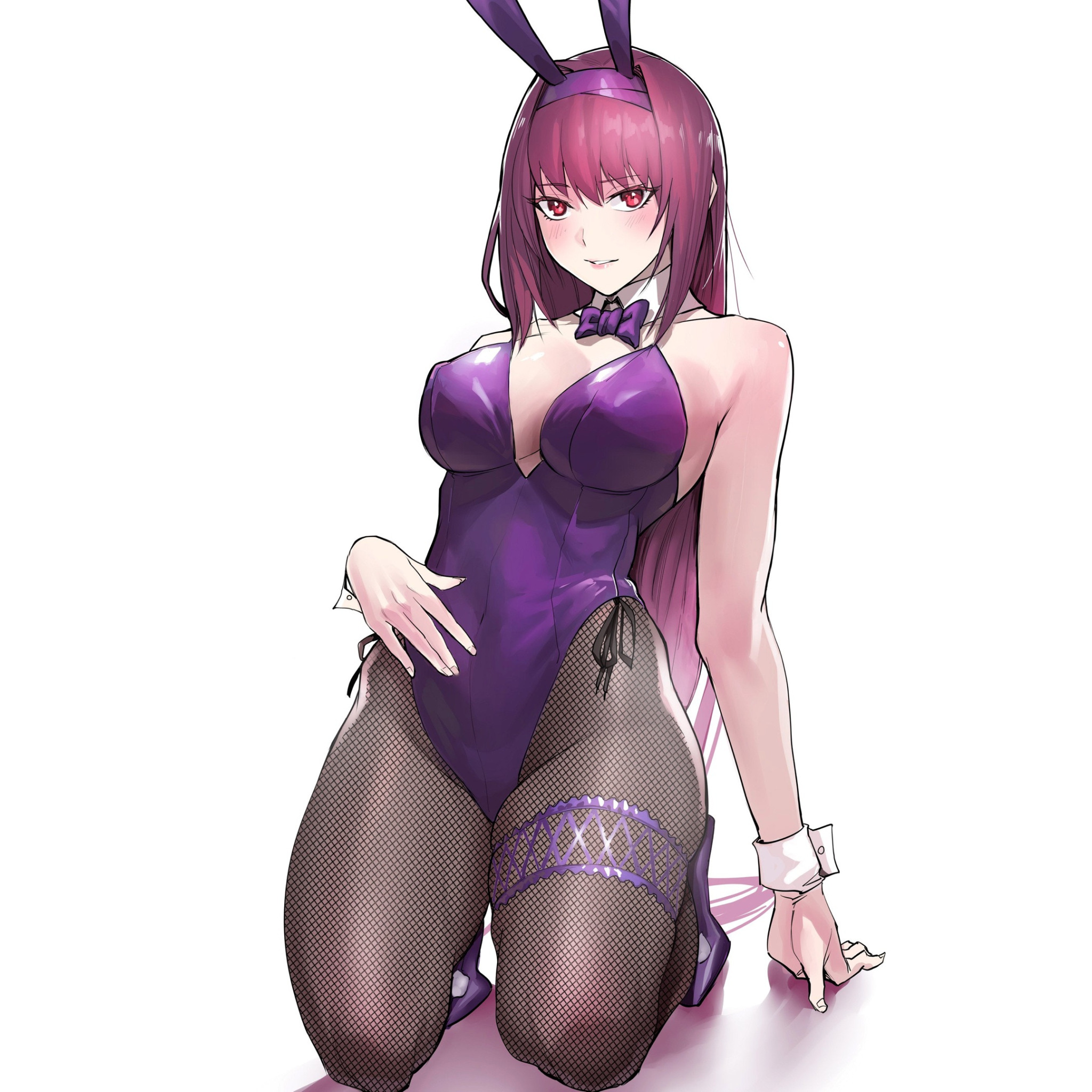 Download wallpaper sexy, Anime, pretty, purple, bunny, kneeling, bunny girl,  fate, section shonen in resolution 2048x2048