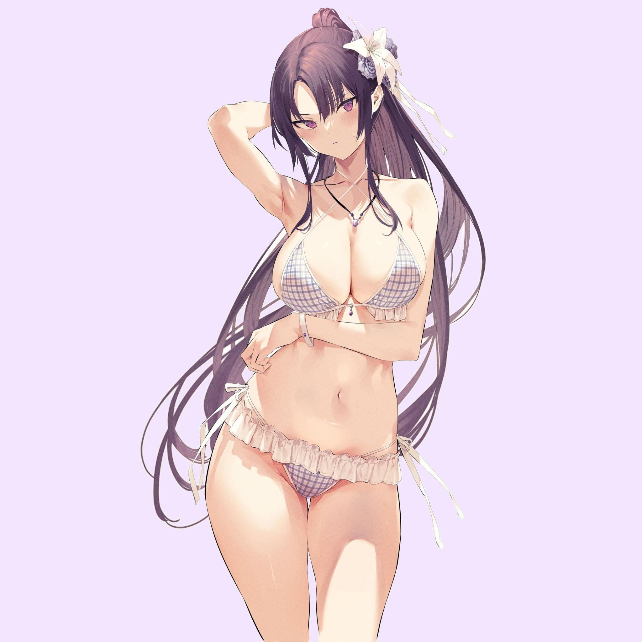 Download wallpaper girl, hot, sexy, long hair, anime, pretty, purple, body,  section shonen in resolution 2048x2048