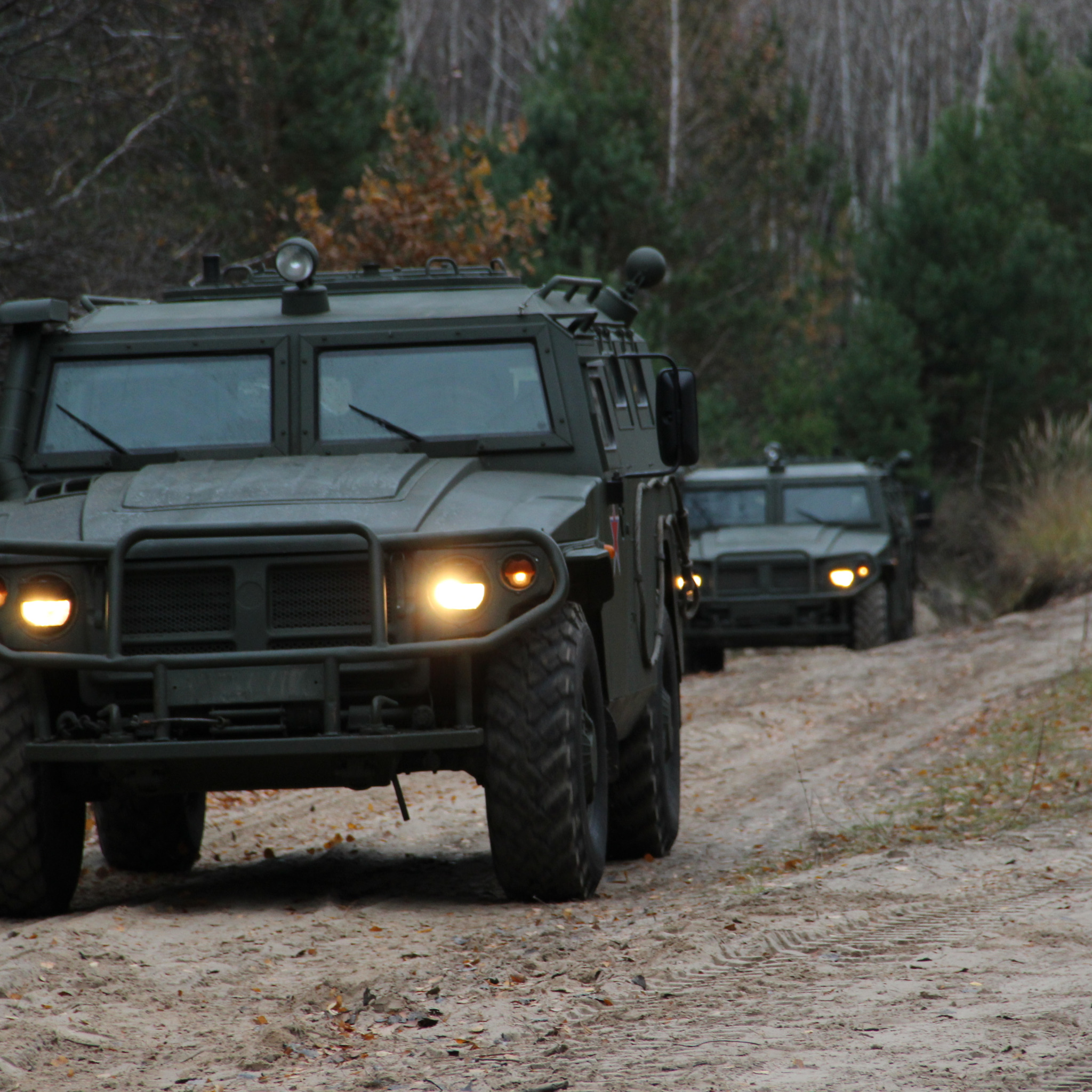 Army Vehicle Parked in the Snow