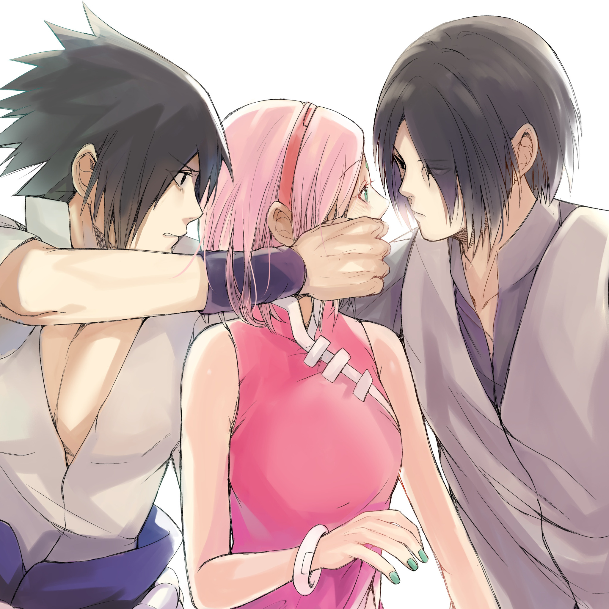 Download wallpaper Naruto, Naruto, Sasuke Uchiha, Sakura Haruno, Sasuke  Uchiha, Sakura Haruno, section shonen in resolution 2048x2048