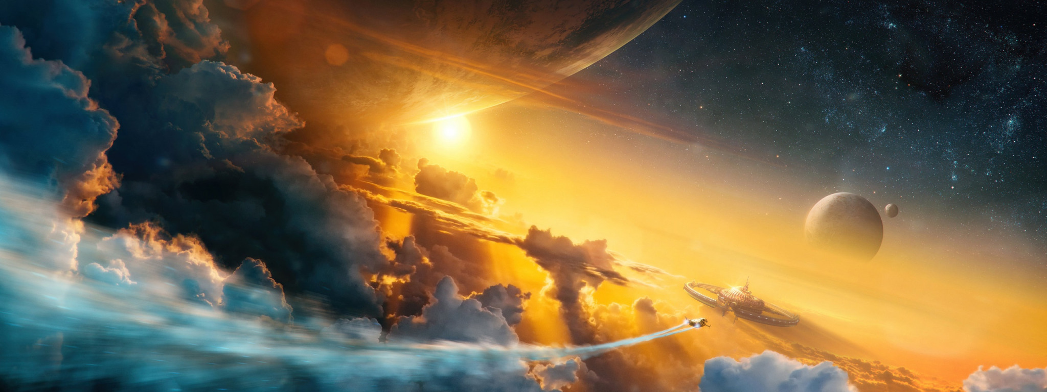 Download wallpaper The sky, Clouds, Stars, Planet, Space, Planet ...