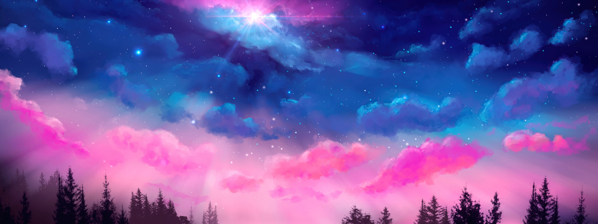 Download wallpaper forest, the sky, clouds, one, anime, boy, forest ...