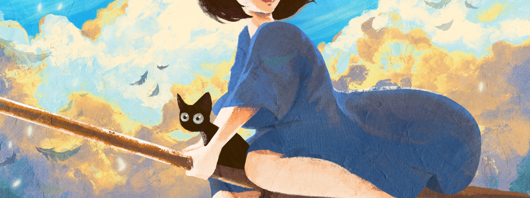 Download wallpaper cat, girl, art, Kiki, Jiji, Kikis Delivery Service ...