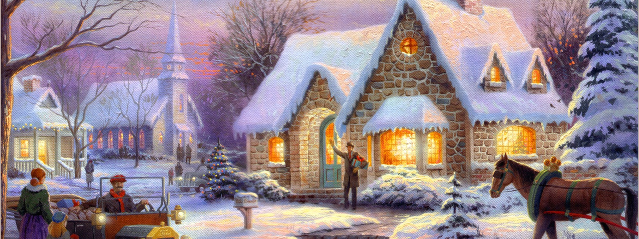 Download   Winter Machine Retro People Horse Horse Tree   Thomas Kinkade Memories Of 