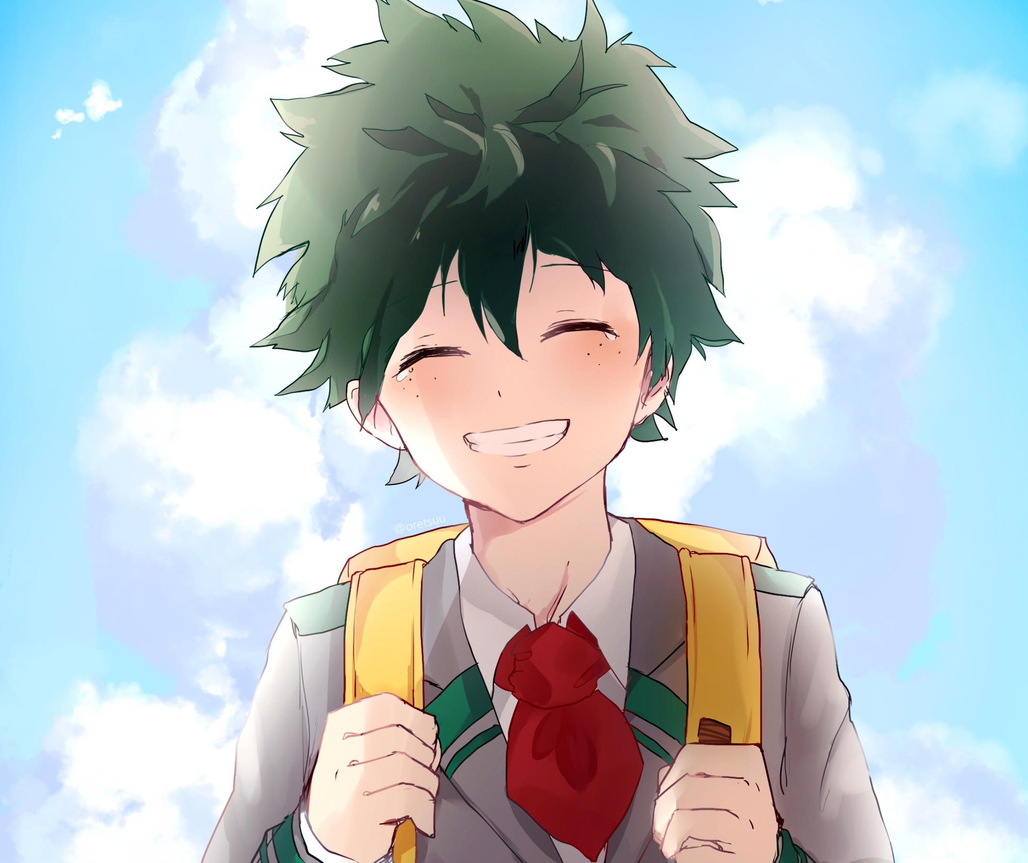 Download wallpaper the sky, guy, Boku No Hero Academy, Midori Isuku ...