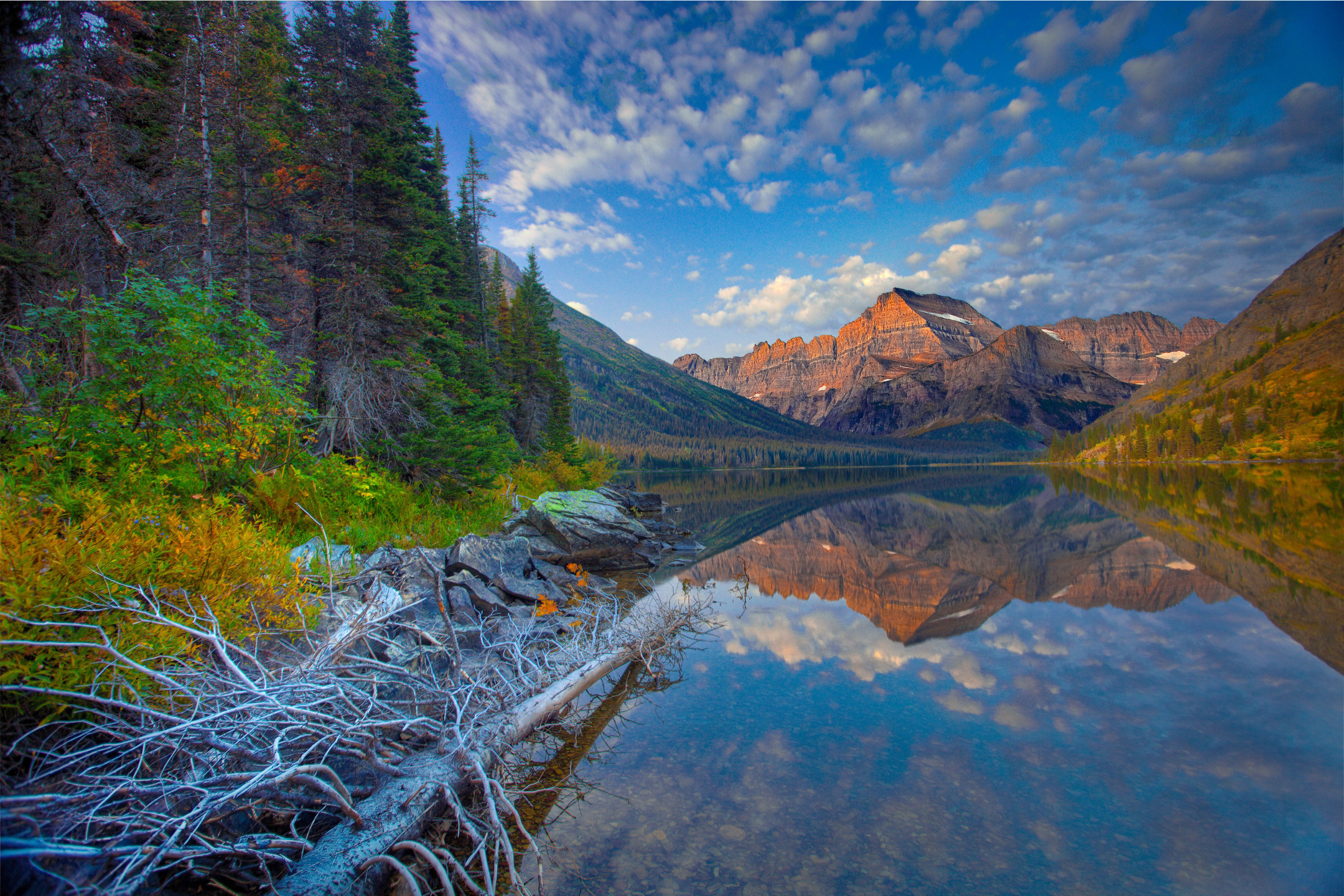 Download wallpaper forest, the sky, mountains, lake, stones, Montana ...