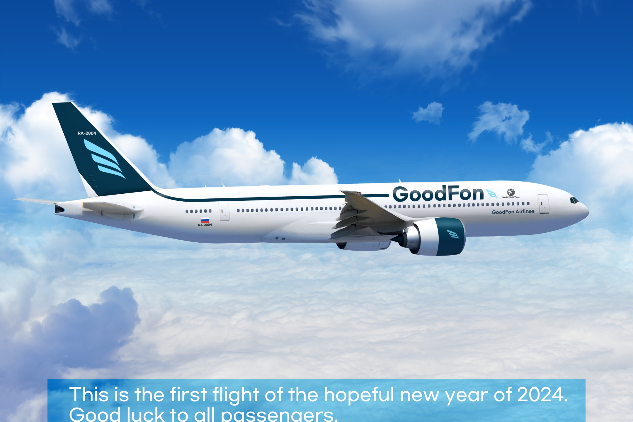 Download wallpaper goodfon, sky, flight, airplane, happy new year, 2024