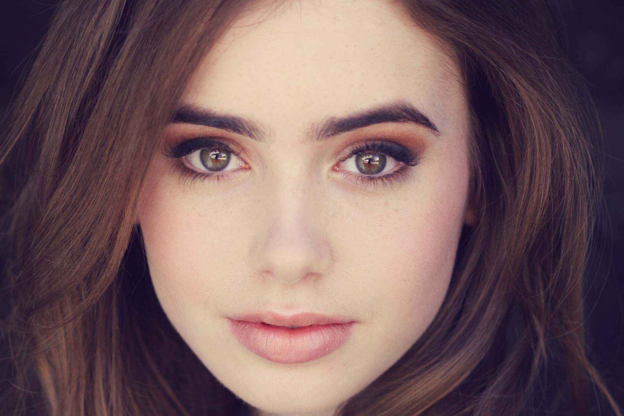 Download wallpaper eyes, look, face, photo, face, lily collins, Lily ...