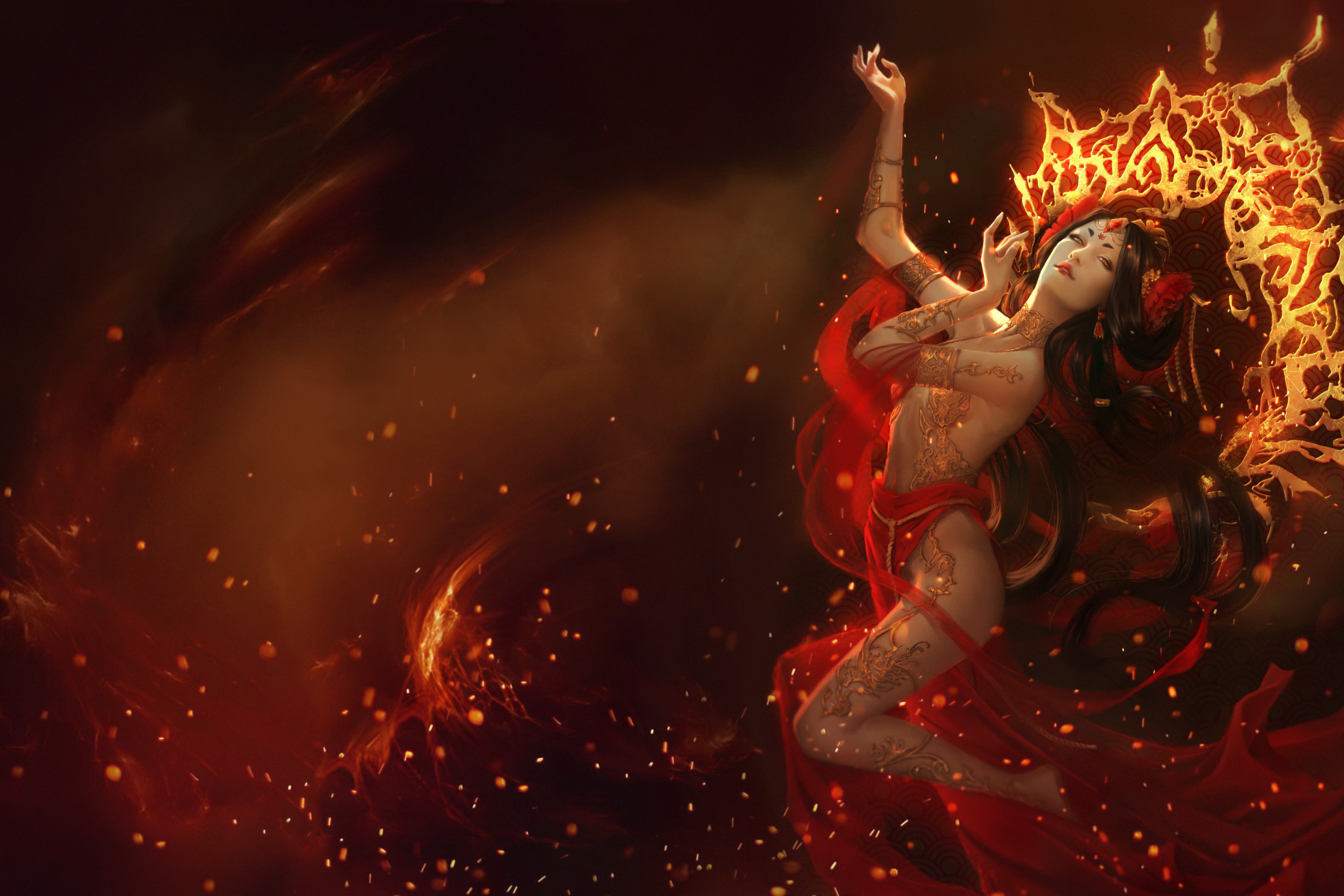 Girl, <b>Fire</b>, Style, Asian, Girl, Sparks, Fantasy, Art. 