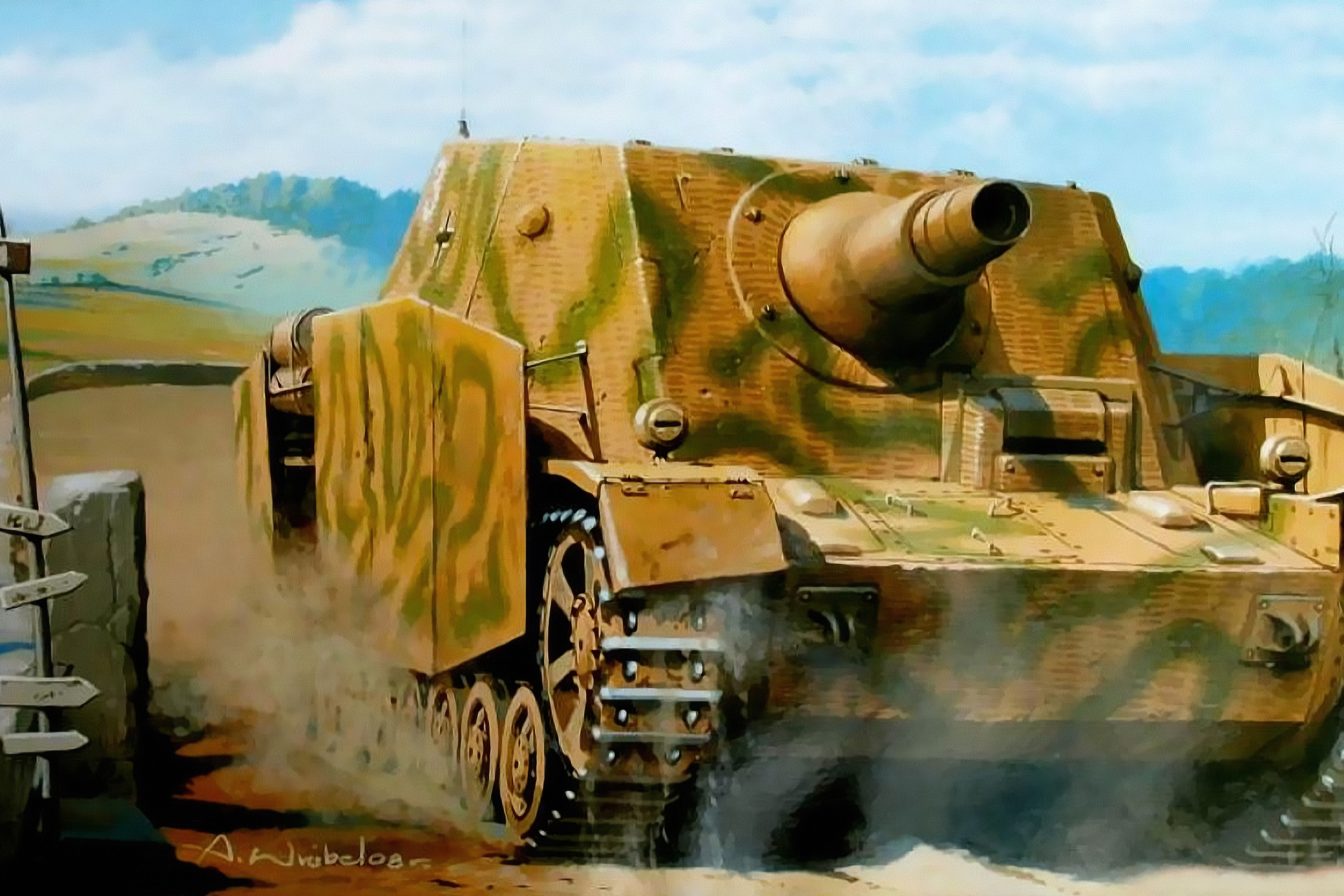 Download wallpaper war, art, tank, ww2, german tank, assault tank ...