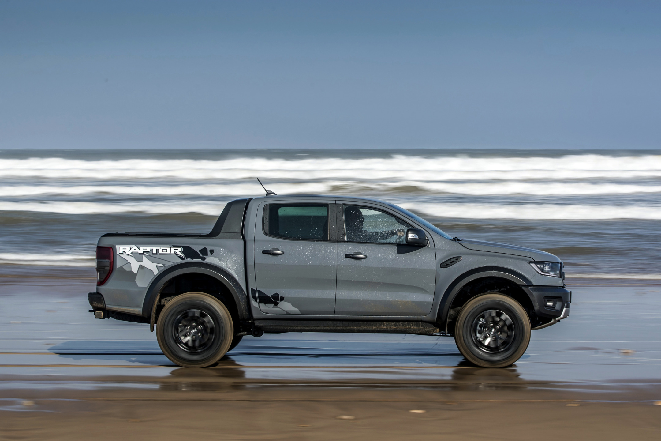 Download wallpaper wave, grey, shore, Ford, Raptor, pickup, Ranger ...