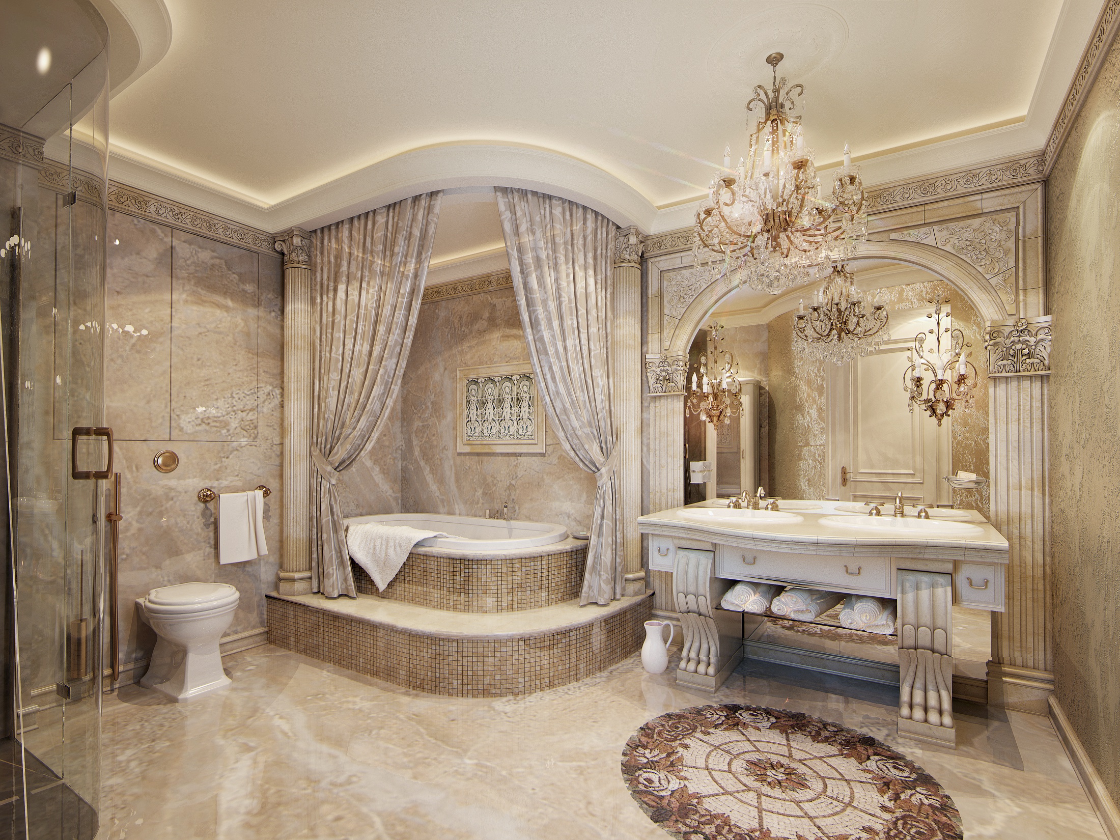 Самые красивые ванные. Королевский Ампир ванная. Ванна в стиле Ампир. Ванная комната в стиле Ампир. Стиль Ампир в интерьере ванной.