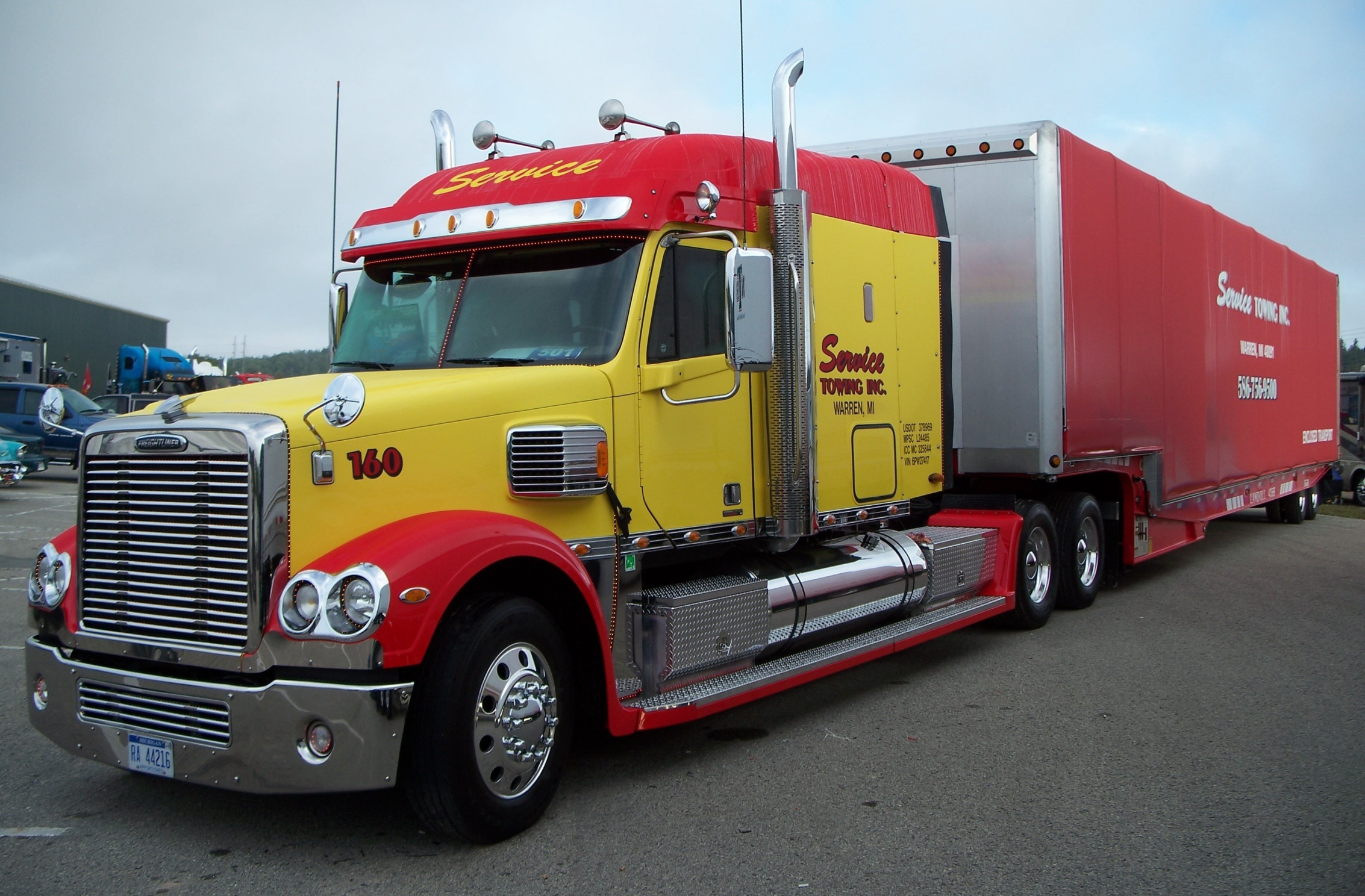 truck, car, freightliner, trailer, service