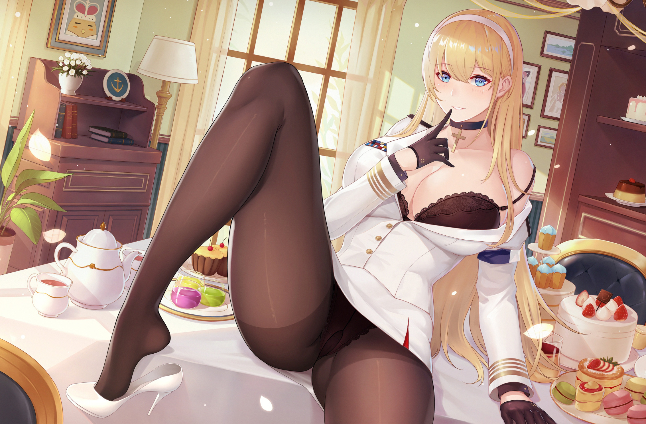 Download wallpaper girl, sexy, lingerie, pantsu, bra, panties, long hair,  legs, section seinen in resolution 2266x1488