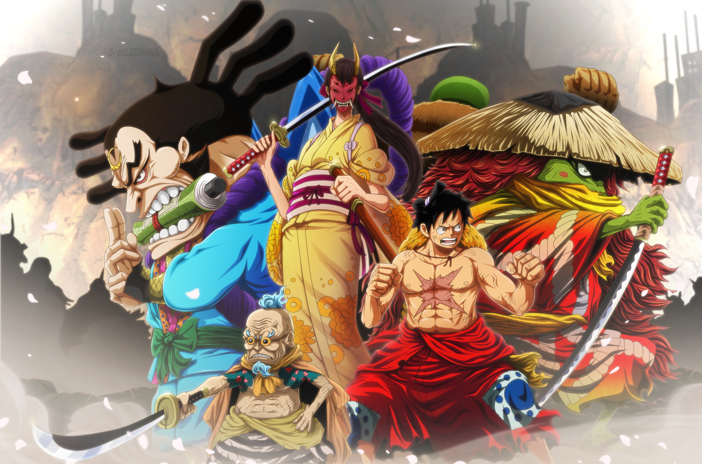 Download wallpaper sake, sword, game, One Piece, canon, sea, pirate,  weapon, section shonen in resolution 1400x1050