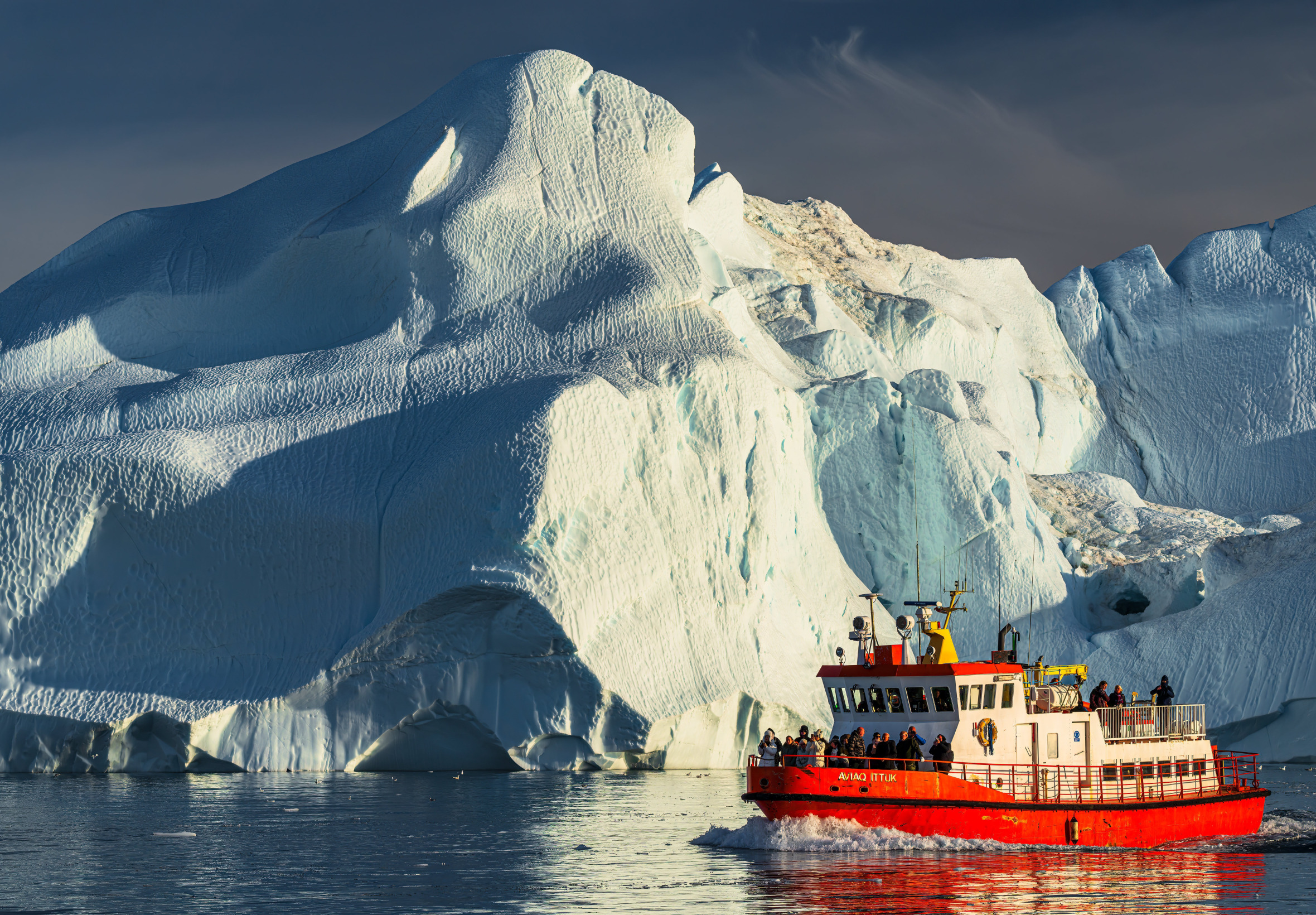 People, Ship, Iceberg, Greenland, Greenland, Disko <b>Bay</b>, Disko <b>Bay</b>. 