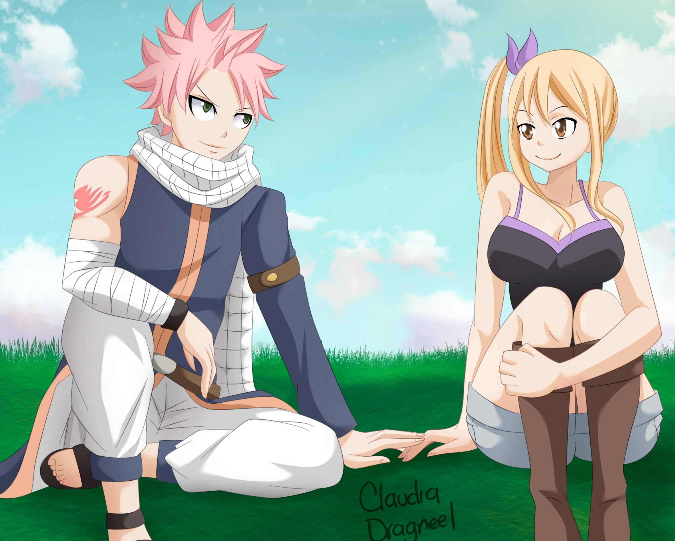 Wallpaper anime, art, Fairy Tail, Natsu, Lucy, Fairy tail for mobile and  desktop, section сёнэн, resolution 2360x1892 - download