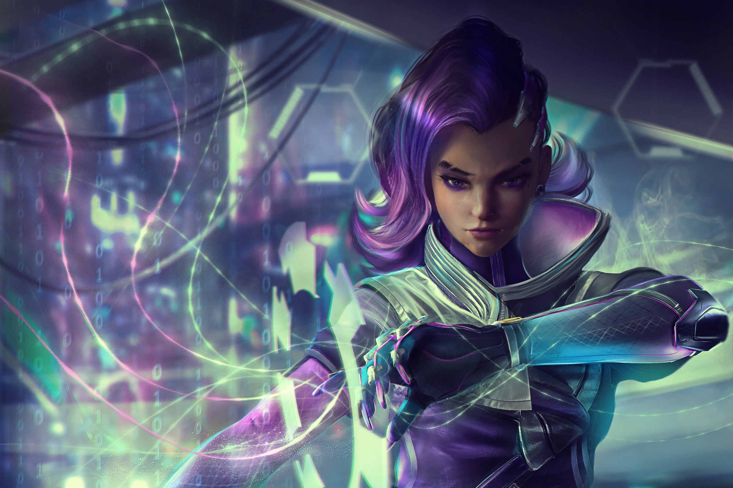 Wallpaper girl, blizzard, art, BlizzCon, hacker, overwatch, sombra, Olivia  Colomar for mobile and desktop, section игры, resolution 2400x1600 -  download