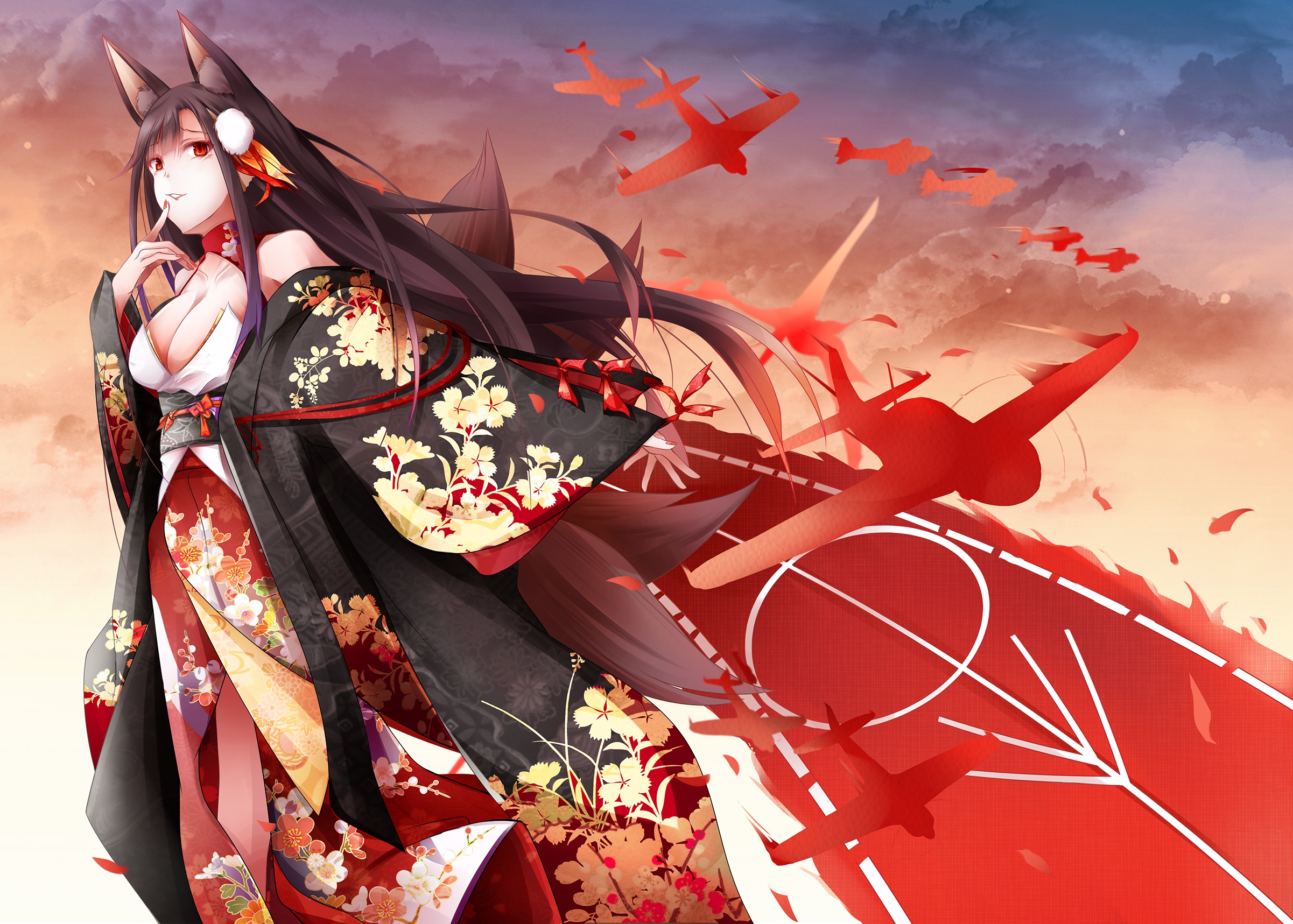 Wallpaper look, girl, anime, aircraft, akagi, azur lane for mobile and  desktop, section сёнэн, resolution 2402x1717 - download