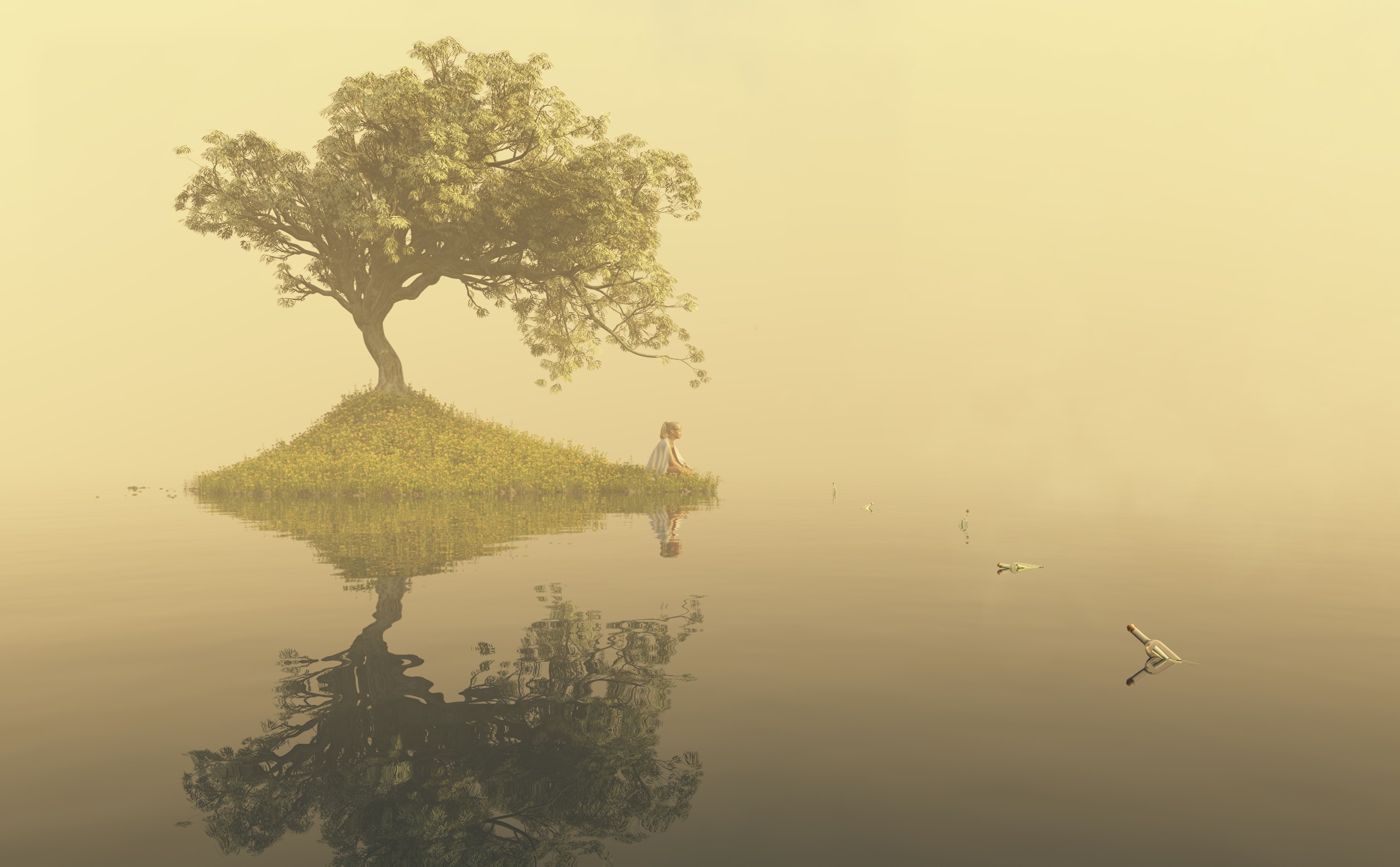 Безмятежная тишина. Дерево посреди озера. Картина спокойствие. Пейзаж одинокое дерево. Пейзаж спокойствие.