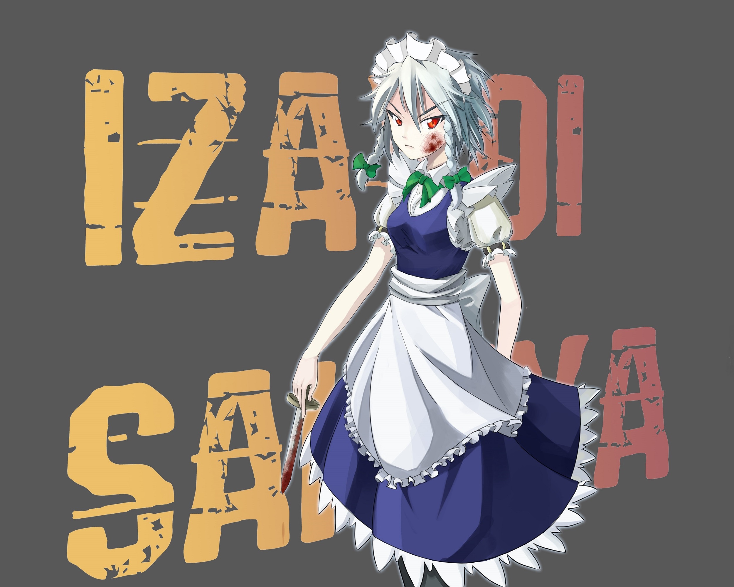 Download wallpaper knife, red eyes, the maid, izayoi sakuya, evil eye,  project East, touhou project, blood on the face, section games in  resolution 2500x2000