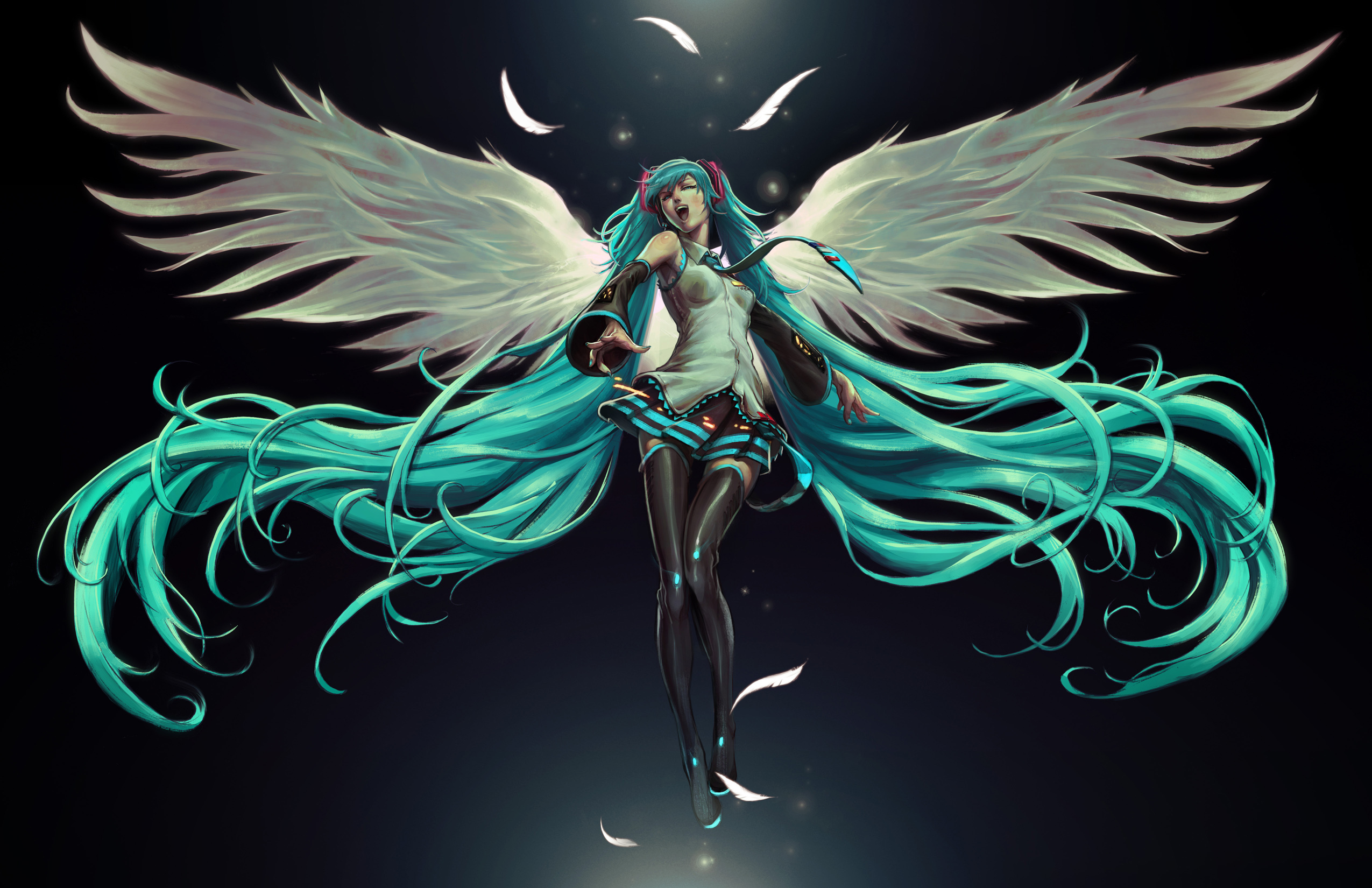 Wallpaper girl, angel, hatsune miku for mobile and desktop, section арт,  resolution 2550x1650 - download