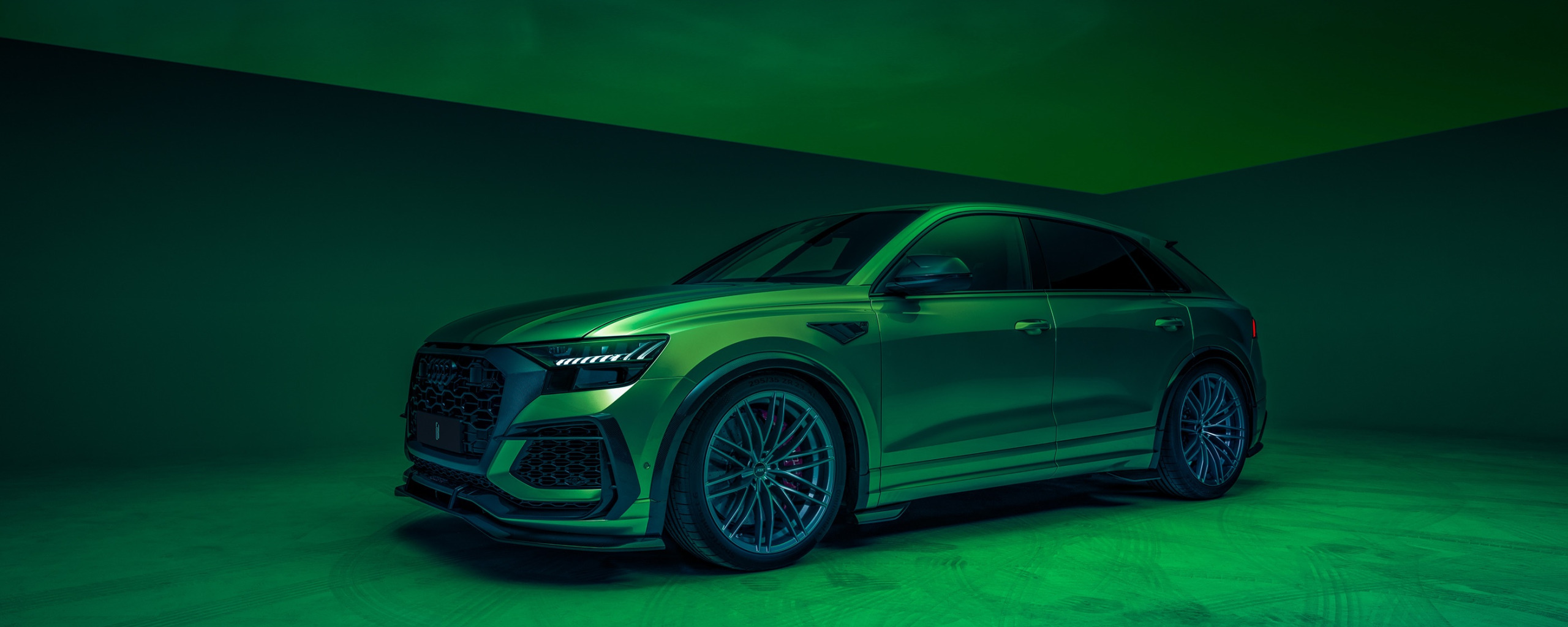 Download wallpaper Audi, green, side, tuning Studio, ABBOT, kit ...