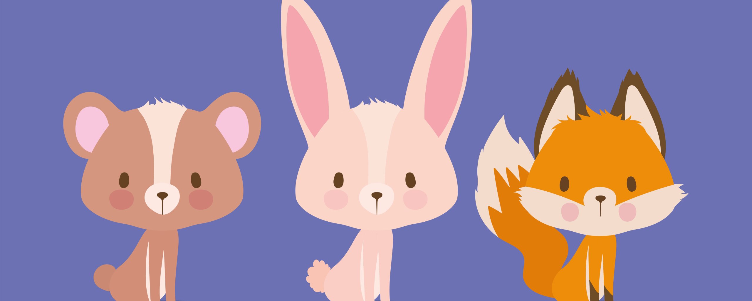 Download wallpaper rabbit, bear, art, Fox, bear, fox, three, rabbit ...