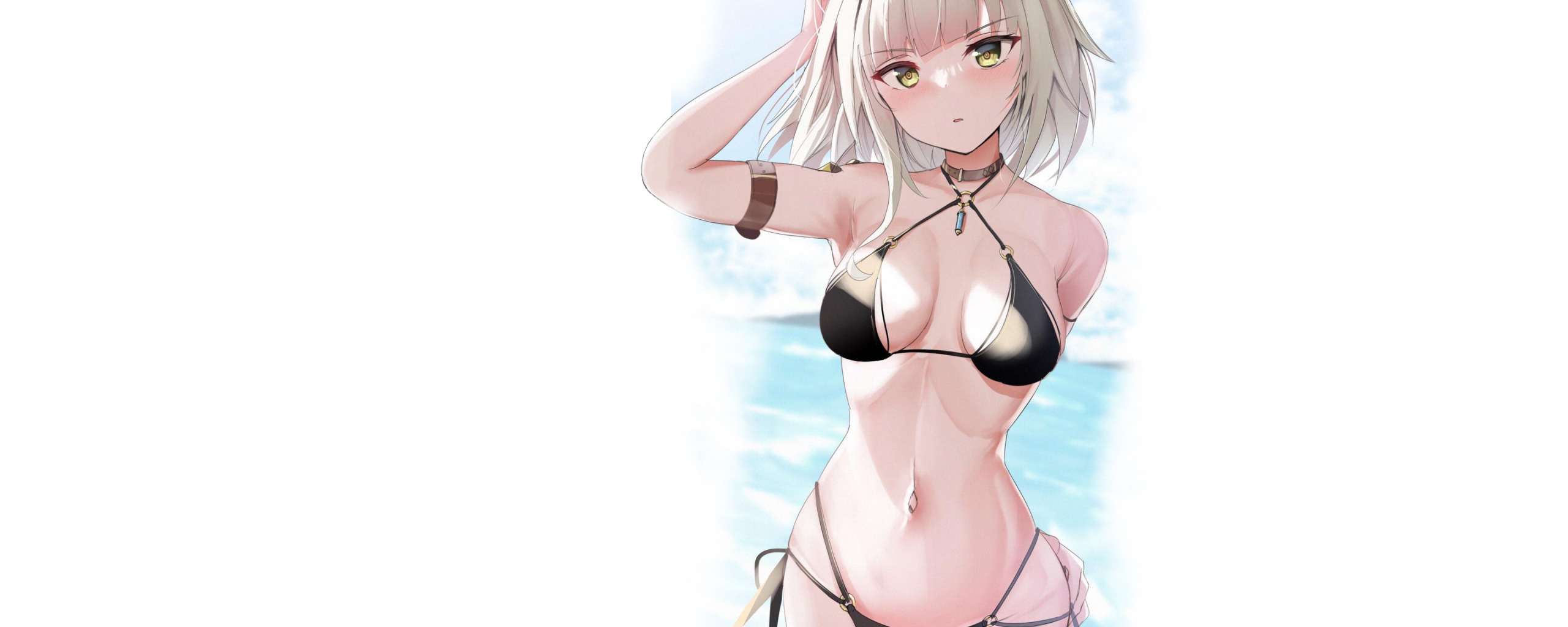 Download wallpaper sexy, anime, cat, pretty, bikini, Kitty, Nothing, black  bikini, section seinen in resolution 2560x1024